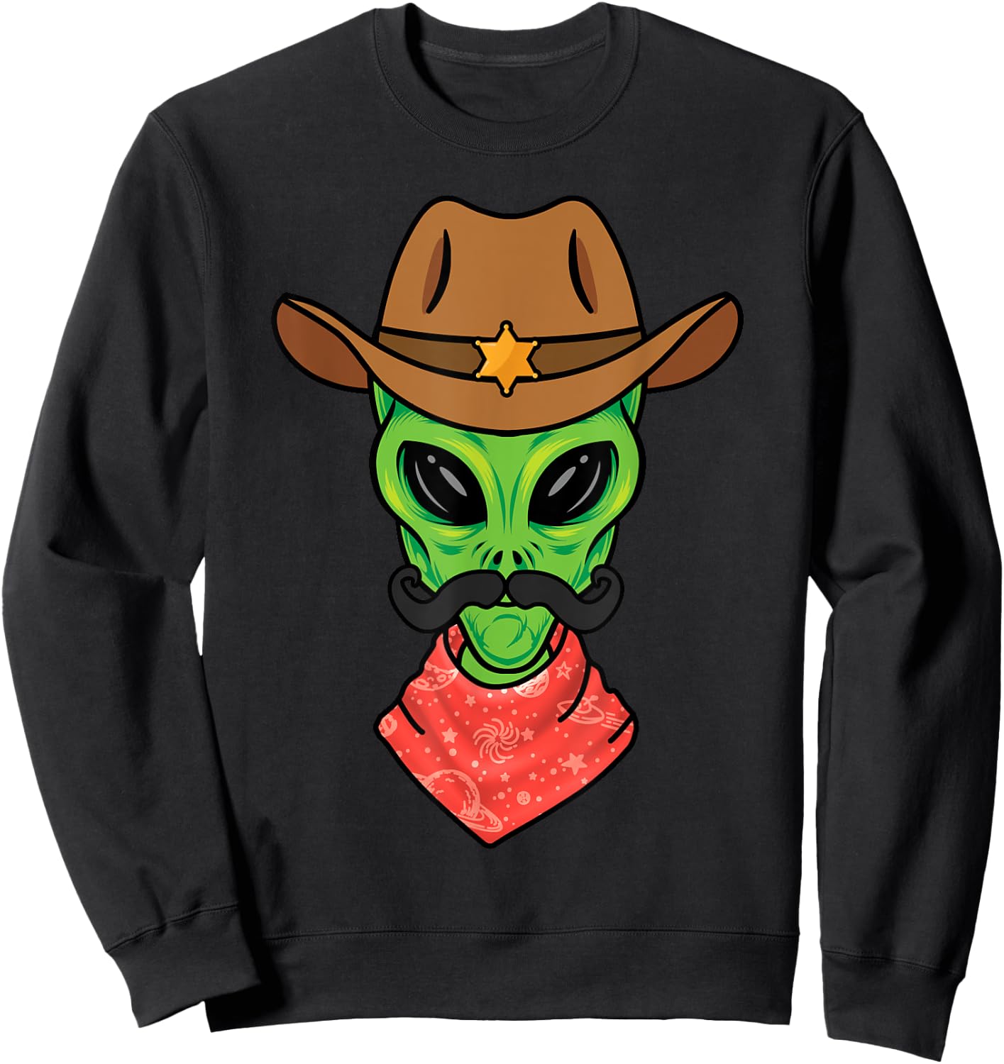 Alien Cowboy for Boys Halloween Sheriff Space Alien Cowboy Sweatshirt - Sweatshirt | Black
