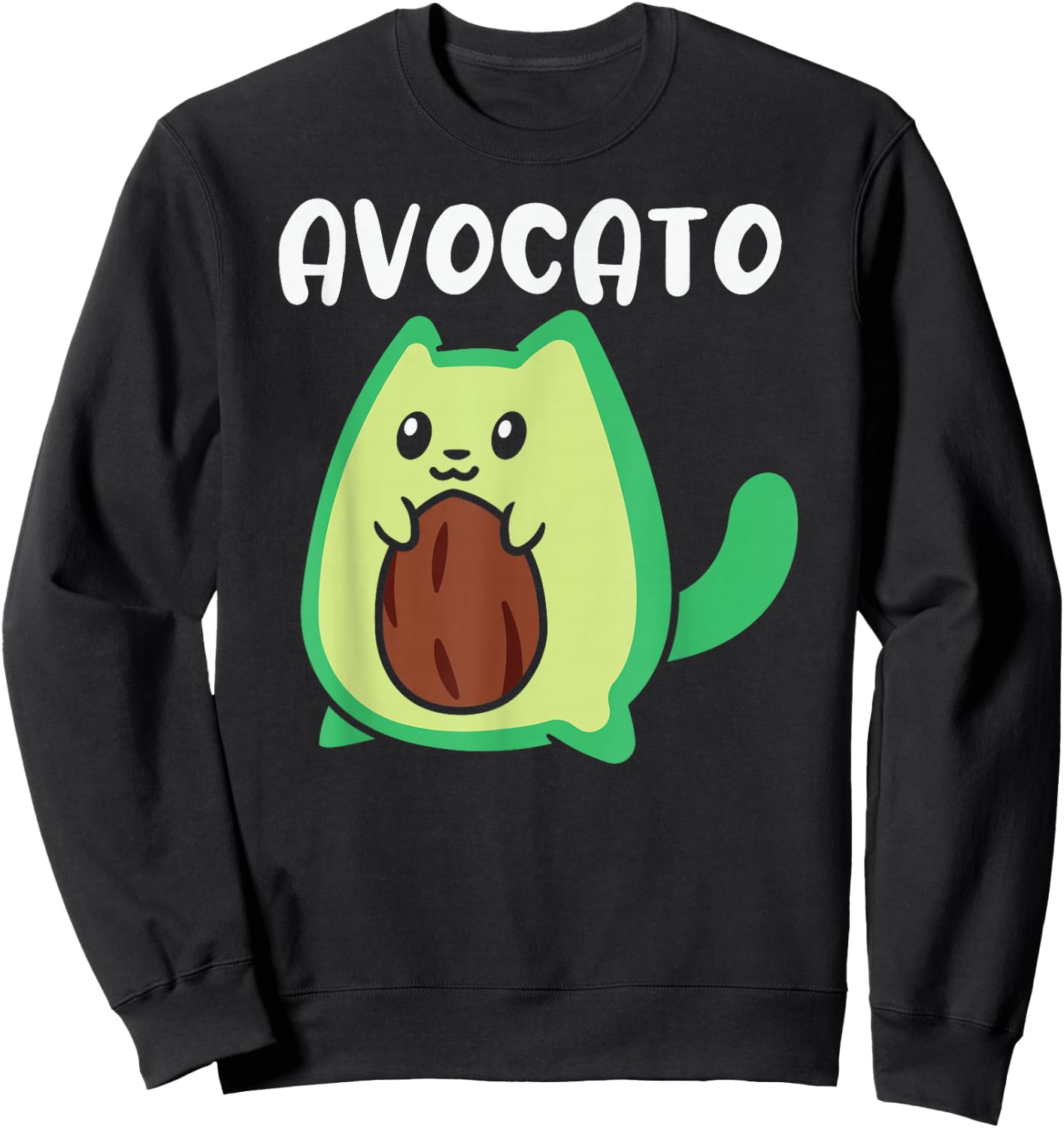 Avocato Funny Cat Lovers Avocado Novelty Sweatshirt - Sweatshirt | Black