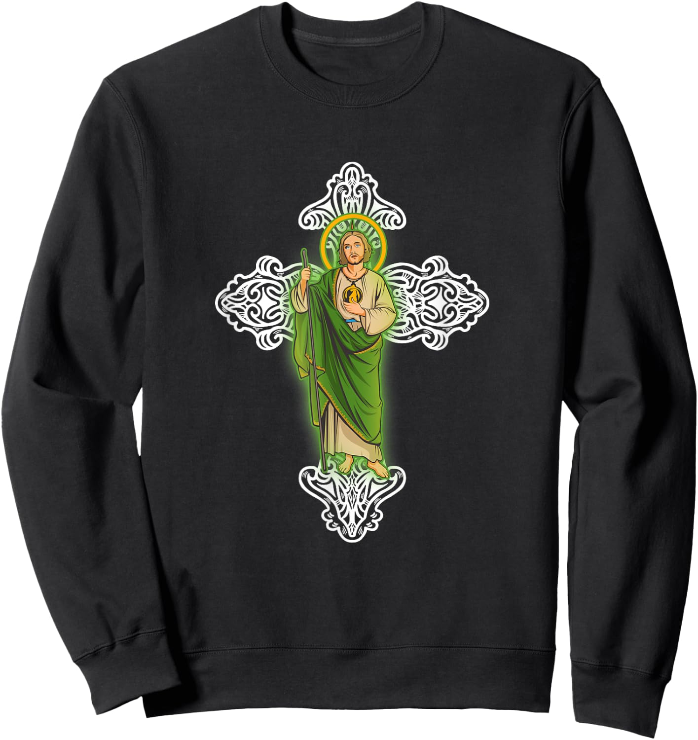 Judas Tadeo con Cruz Santa. Sweatshirt - Sweatshirt | Black