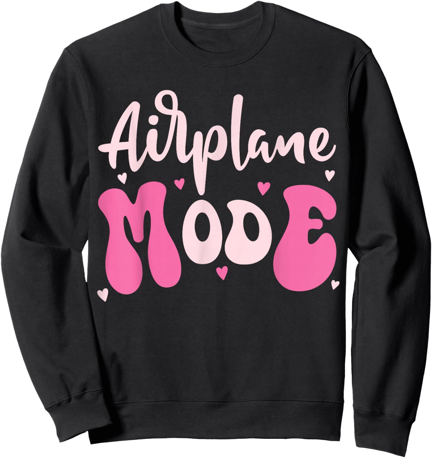 Cute Airplane Mode Travel Graphic Pilot Girl Women Mom Pink Sweatshirt - Sweatshirt | Black