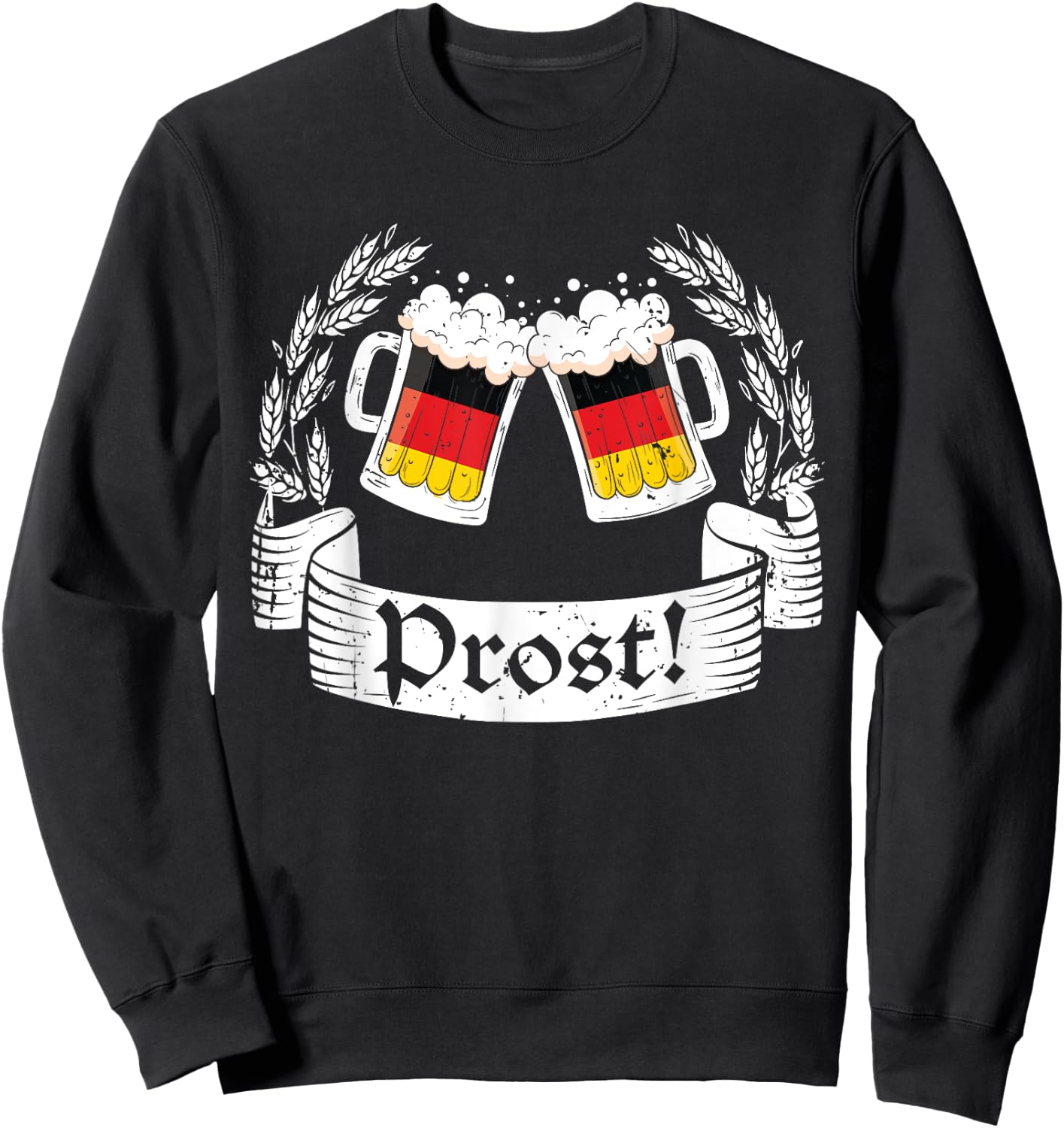 Oktoberfest Shirt Men Women Vintage German Flag Cheers Prost Sweatshirt - Sweatshirt | Black