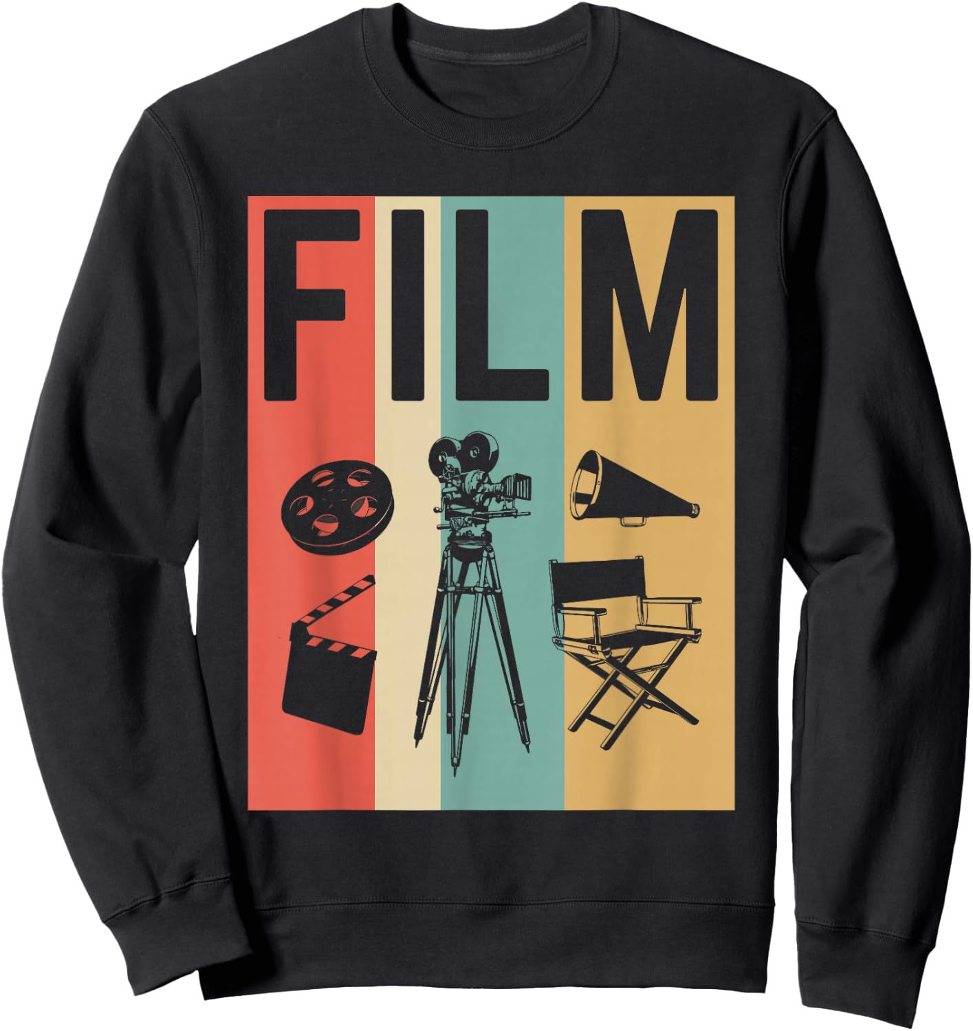 Vintage Film Cinema Shirt, Retro Movie Maker Gift Sweatshirt - Sweatshirt | Black