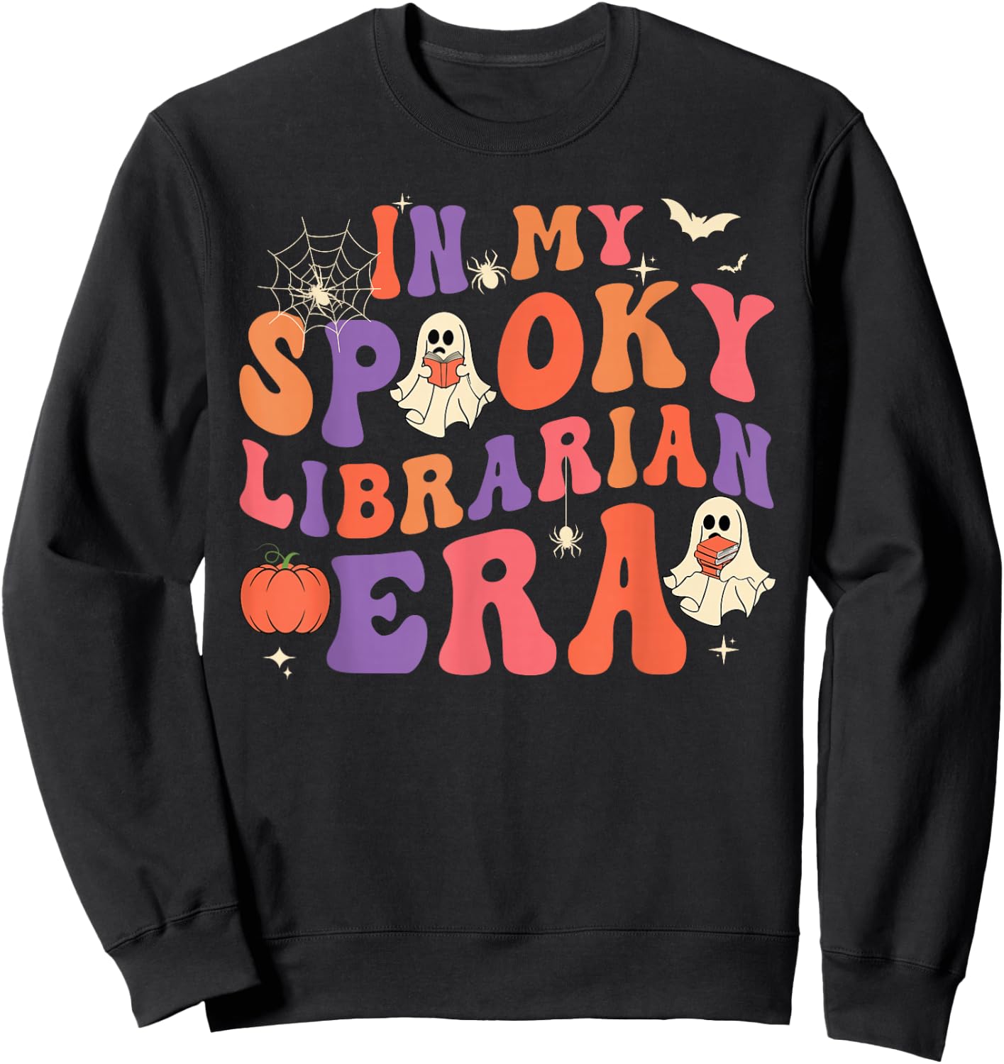 In My Spooky Librarian Era Retro Ghost Halloween Teachers Sweatshirt - Sweatshirt | Black