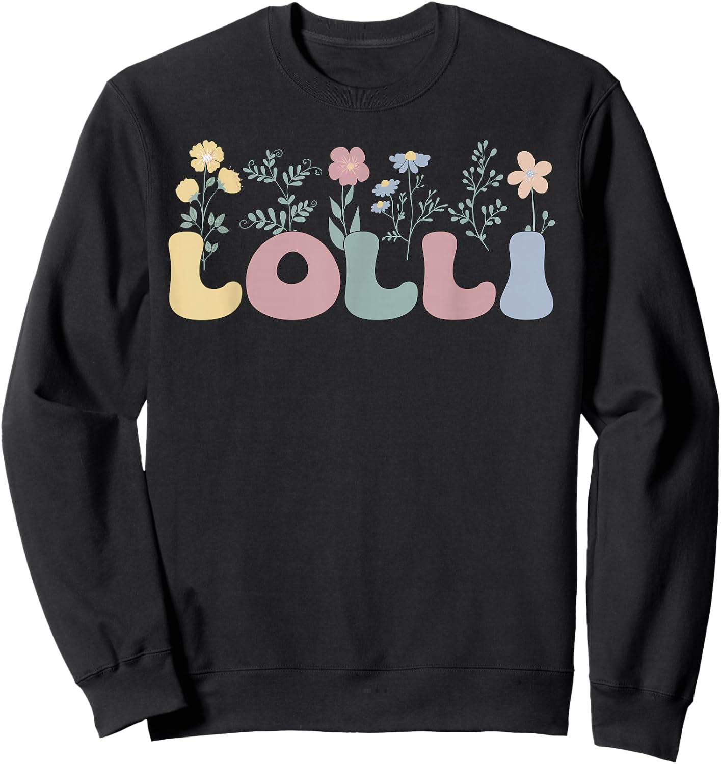 Groovy Lolli Grandmother Flowers Lolli Grandma Sweatshirt - Sweatshirt | Black