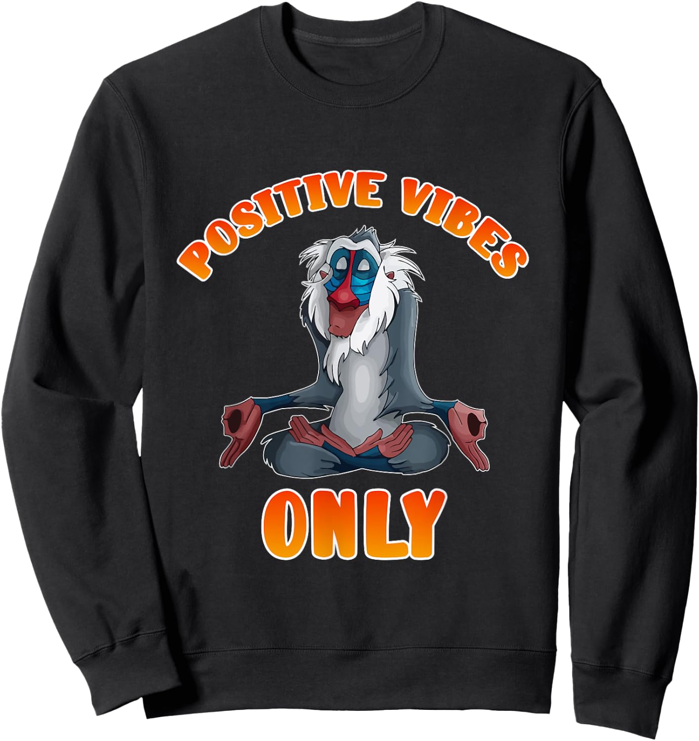 Positive Vibes Monkey Namaste Meditation Zen Sweatshirt - Sweatshirt | Black
