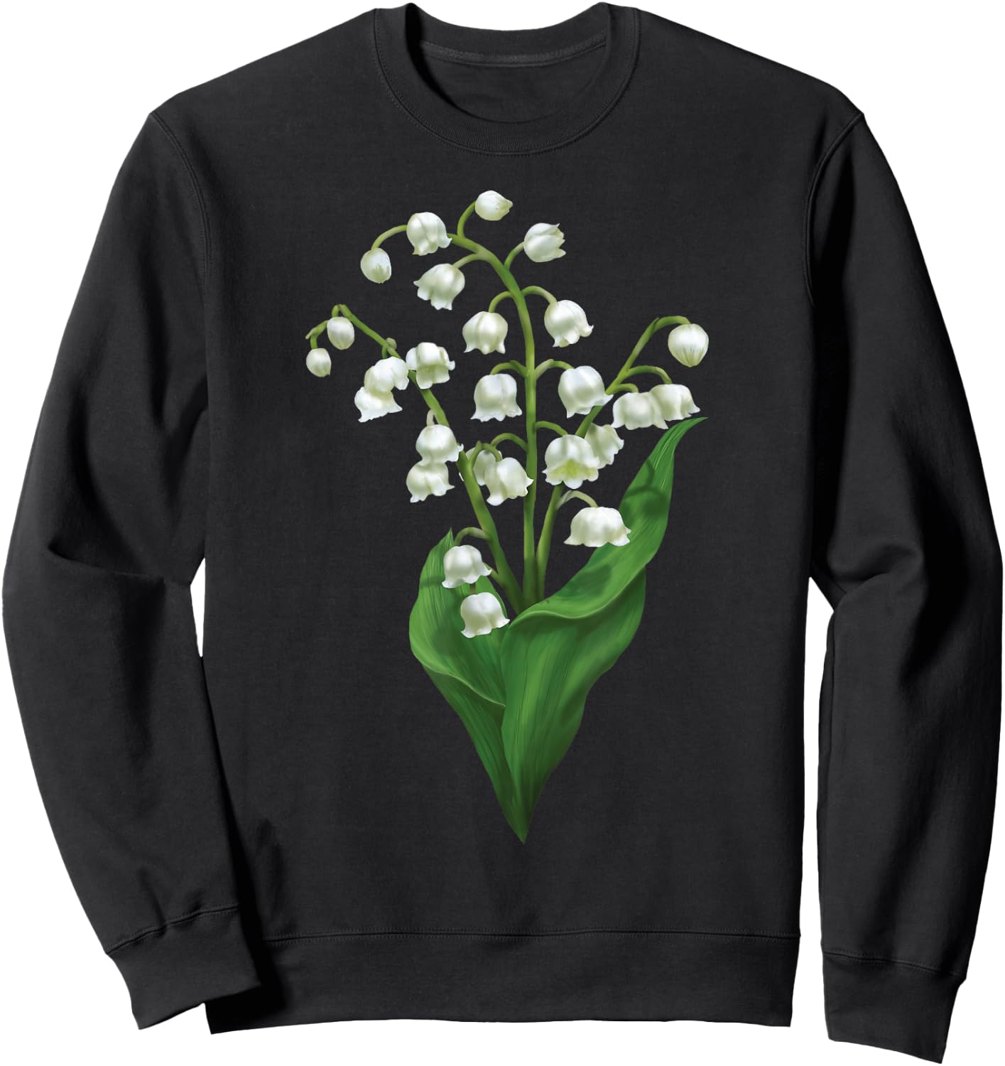 White Lily Of The Valley Spring Flower Watercolor Sweatshirt - Sweatshirt | Black