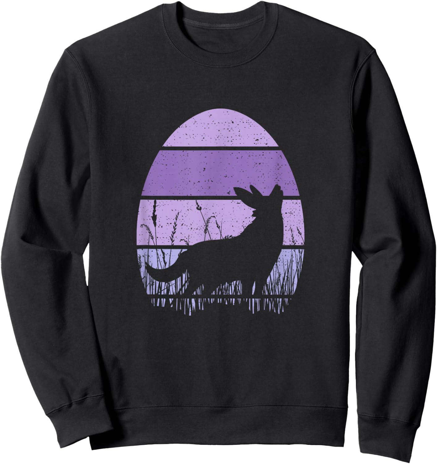 Easter Bunny Wolf Egg Purple Vintage Retro Love Wolves Sweatshirt - Sweatshirt | Black