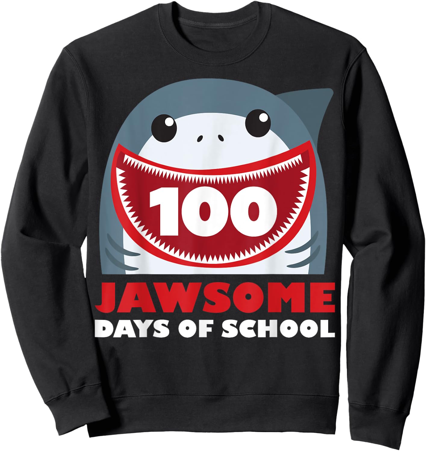 Jawsome Shark 100 Days Of School Shirt Teacher Boy Girl Gift Sweatshirt - Sweatshirt | Black