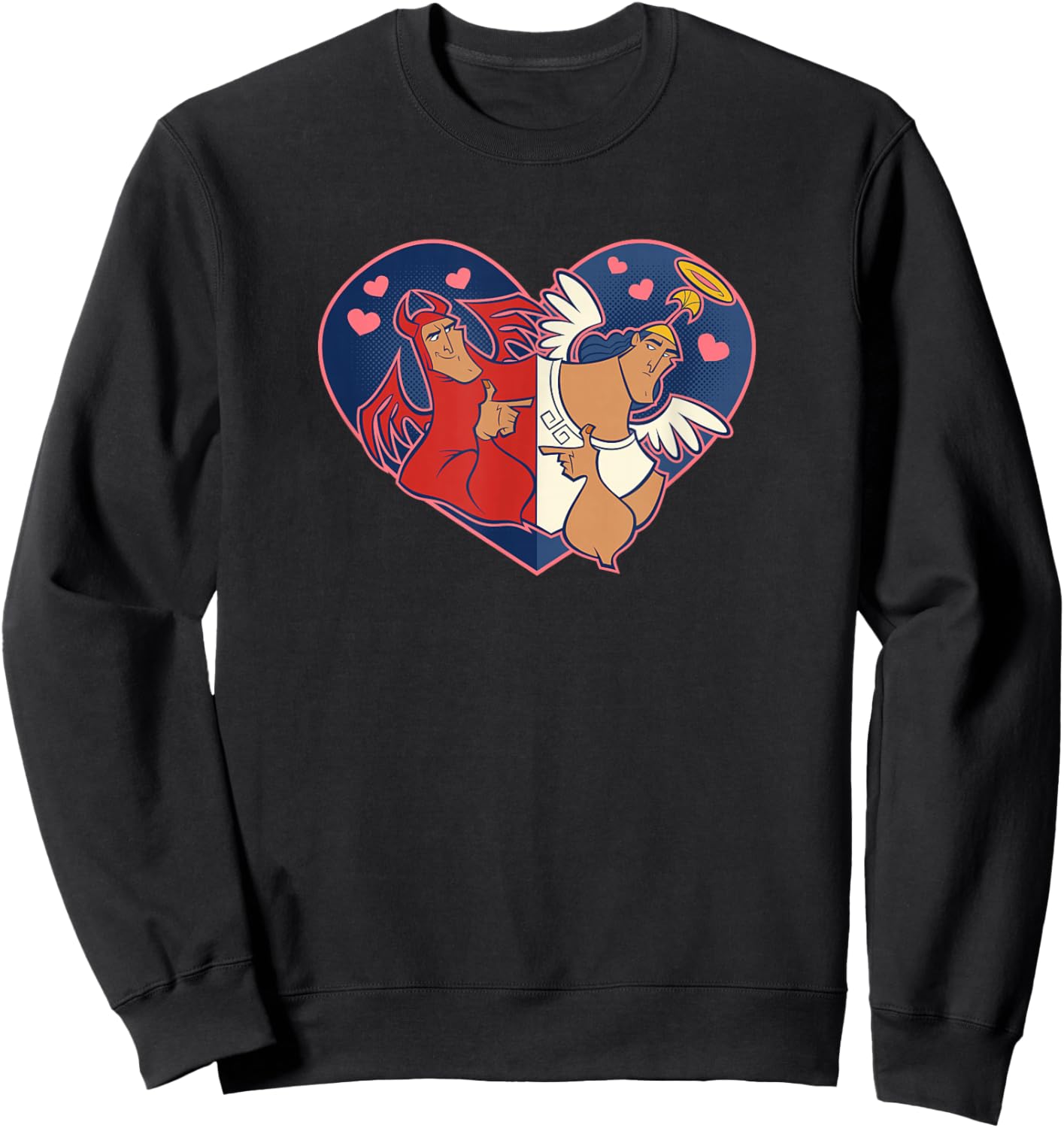 Disney Valentine's Emperor's New Groove Kronk Angel & Devil Small Sweatshirt - Sweatshirt | Black