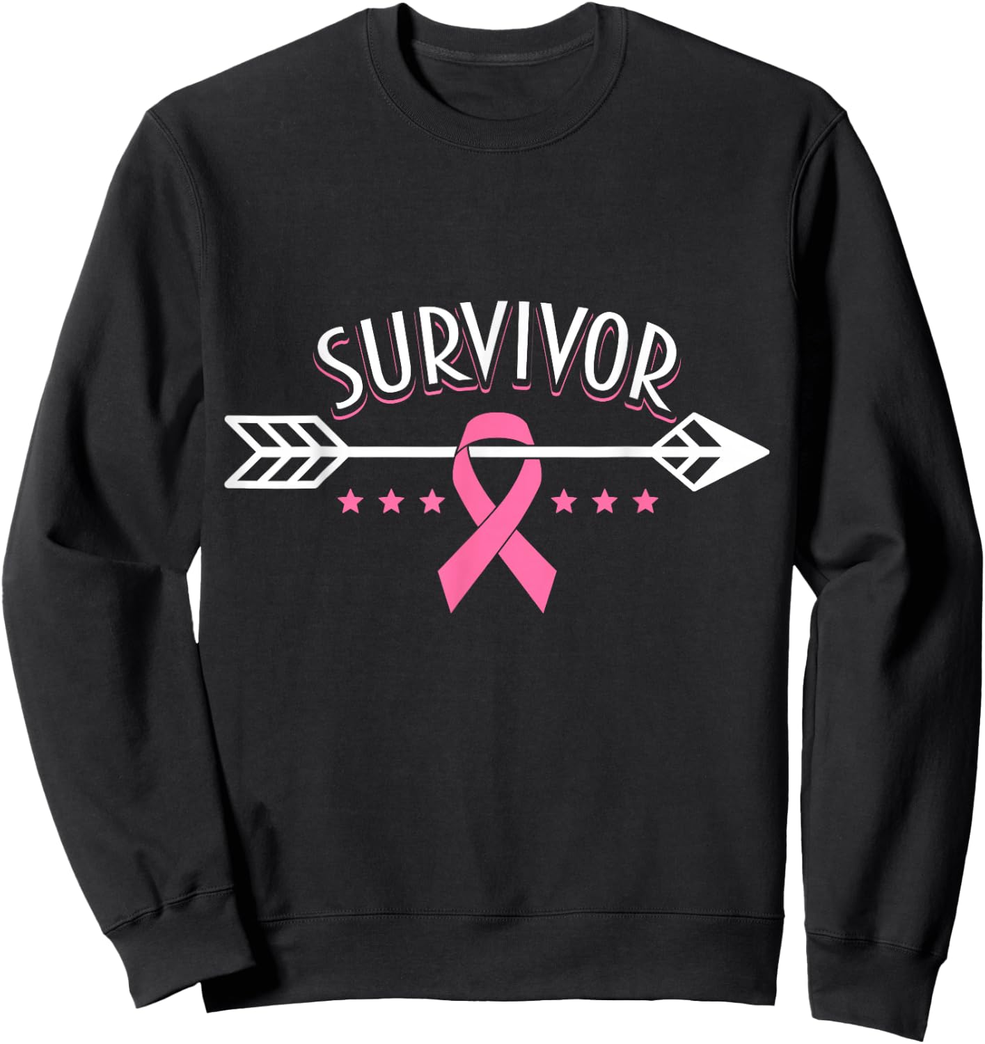 Survivor Pink Ribbon Breast Cancer Awareness Arrow Sweatshirt - Sweatshirt | Black