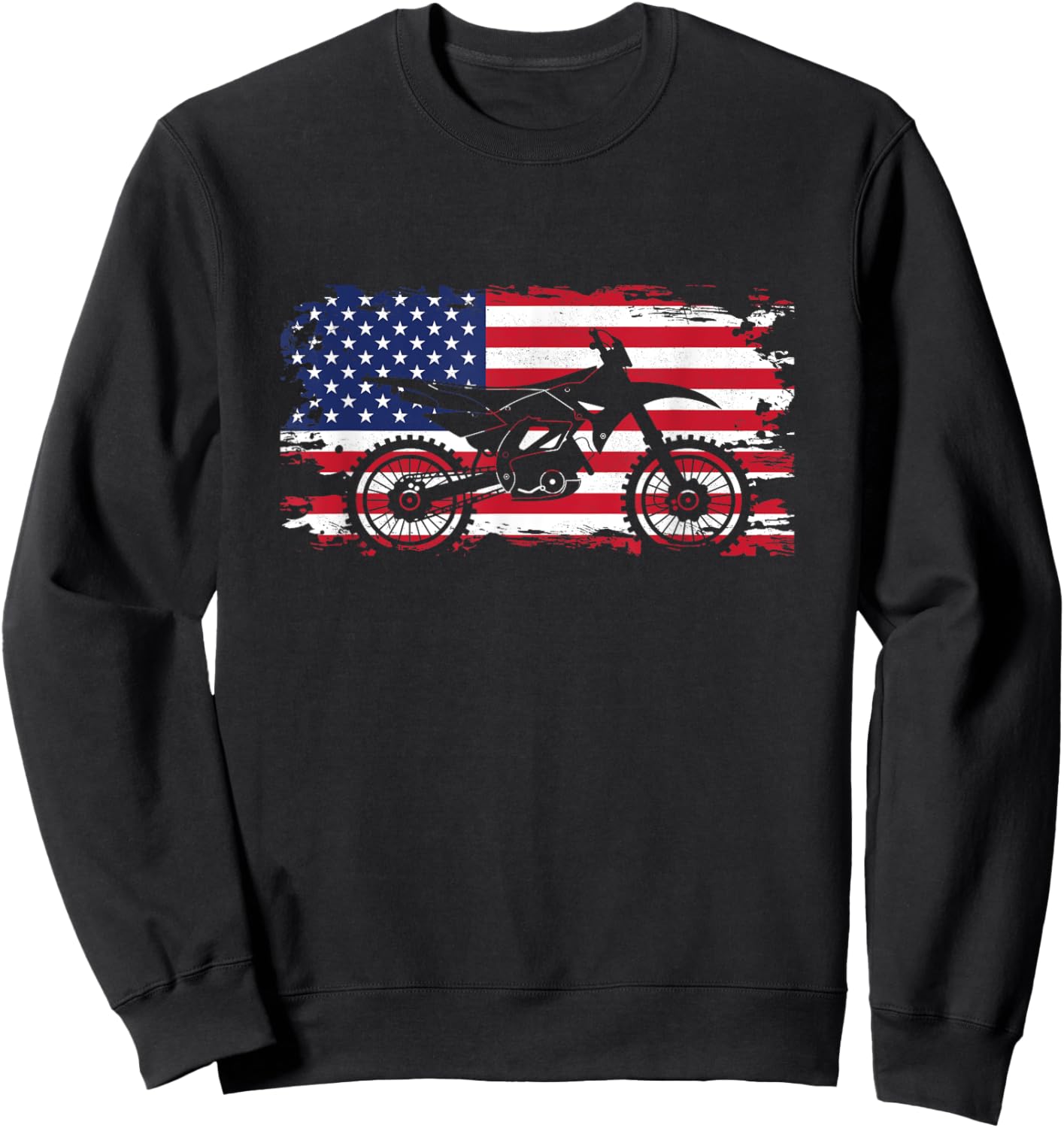 American Flag Motocross Apparel - Motocross Dirt Bike Sweatshirt - Sweatshirt | Black
