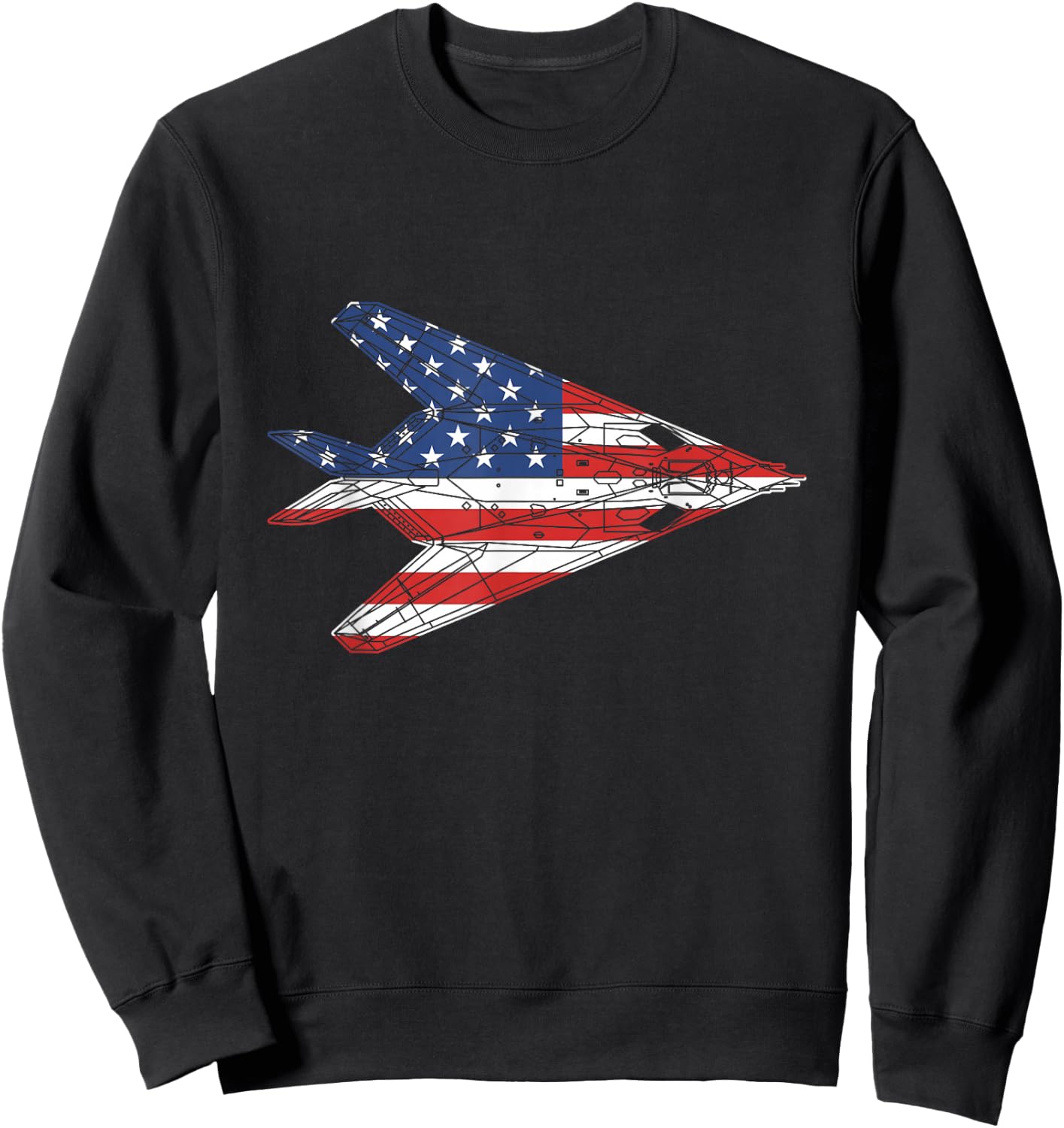F-117 Stealth Nighthawk Aircraft American Flag F117 Sweatshirt - Sweatshirt | Black