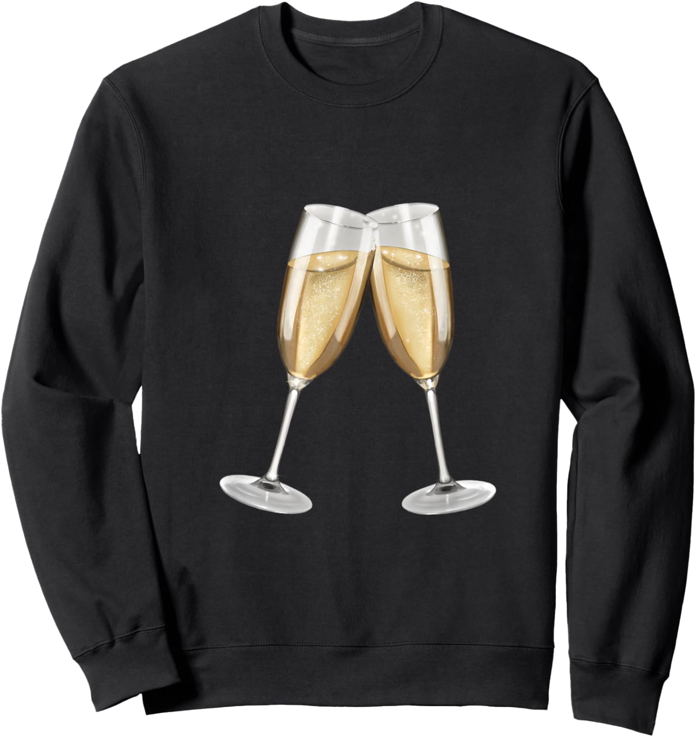 Sparkling Wine Glasses Toast (D010-0645B) Sweatshirt - Sweatshirt | Black