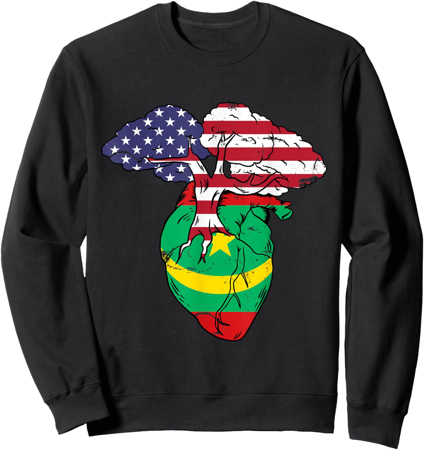 Mauritania Flag Mauritanian Mauritania Pride Heart Sweatshirt - Sweatshirt | Black