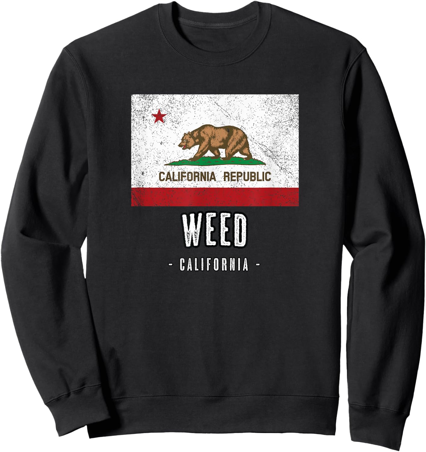 WEED California | City CA USA California Flag Sweatshirt - Sweatshirt | Black