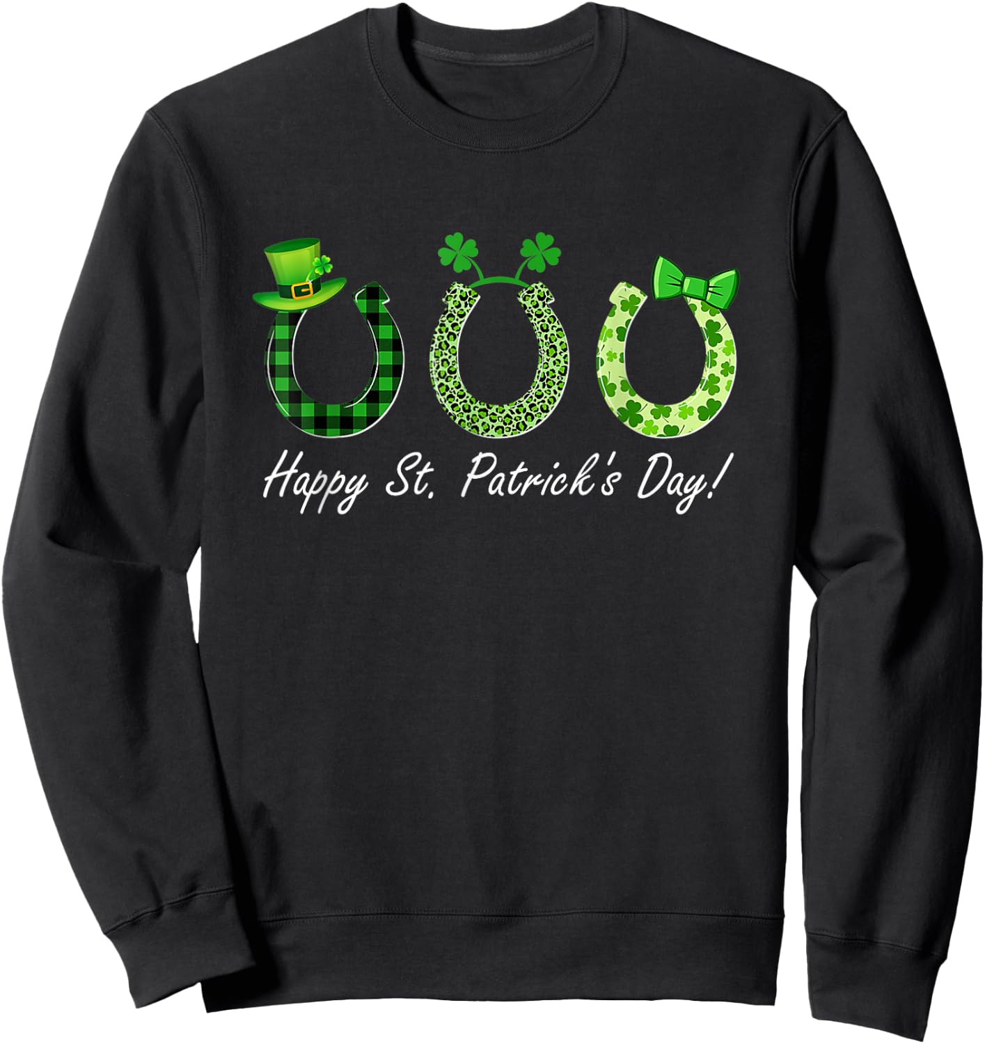 Leprechaun Horse Riding Animal Lover Farmer St Patrick's Day Sweatshirt - Sweatshirt | Black
