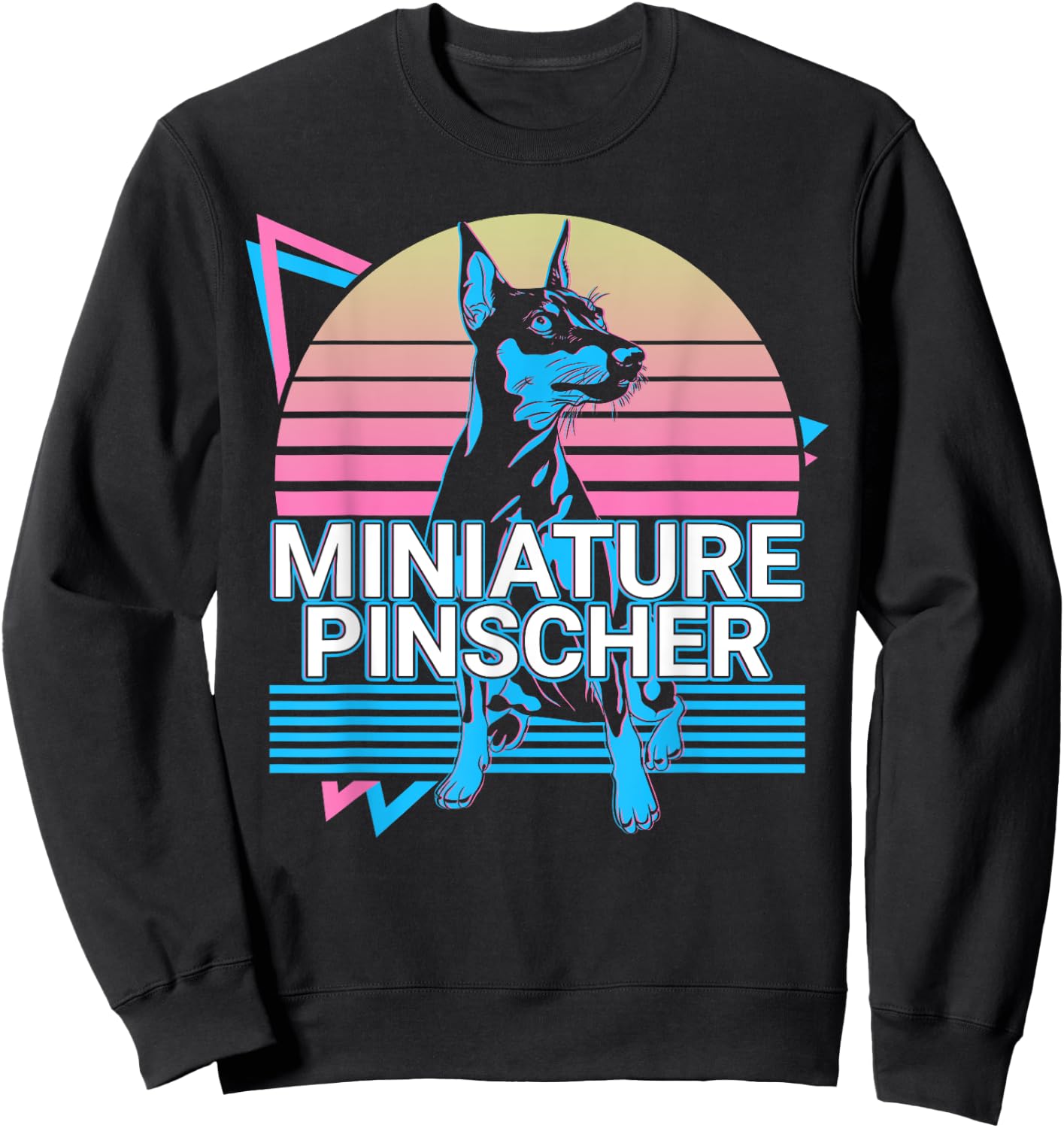 Miniature Pinscher Gifts Miniature Pinscher Retro Graphic Dog Fans Women's -Adults Classic Fit Black Short Sleeve Cotton Polyester Sweatshirt - Sweatshirt | Black