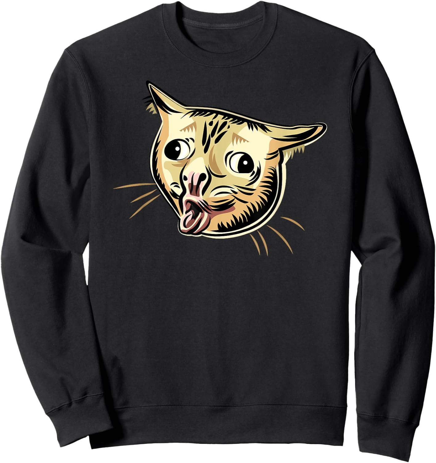Coughing Cat Funny Cat Meme Graphic Sweatshirt - Sweatshirt | Black
