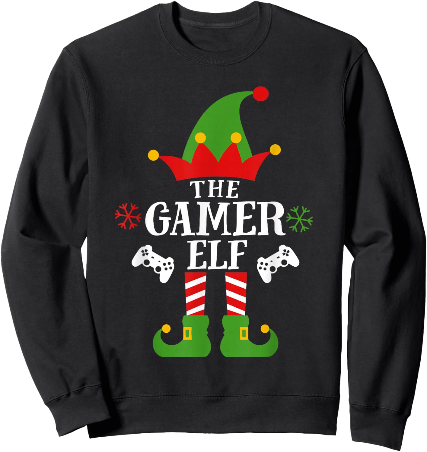 Gamer Elf Matching Video Game Christmas Pajama For Boys Kids Sweatshirt - Sweatshirt | Black
