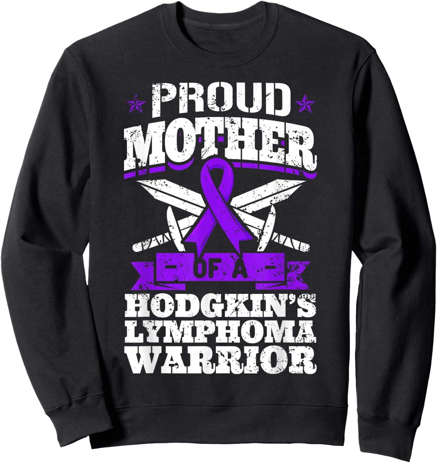 Proud Mother Of A Hodgkin's Lymphoma Warrior HL Awareness Sweatshirt - Sweatshirt | Black