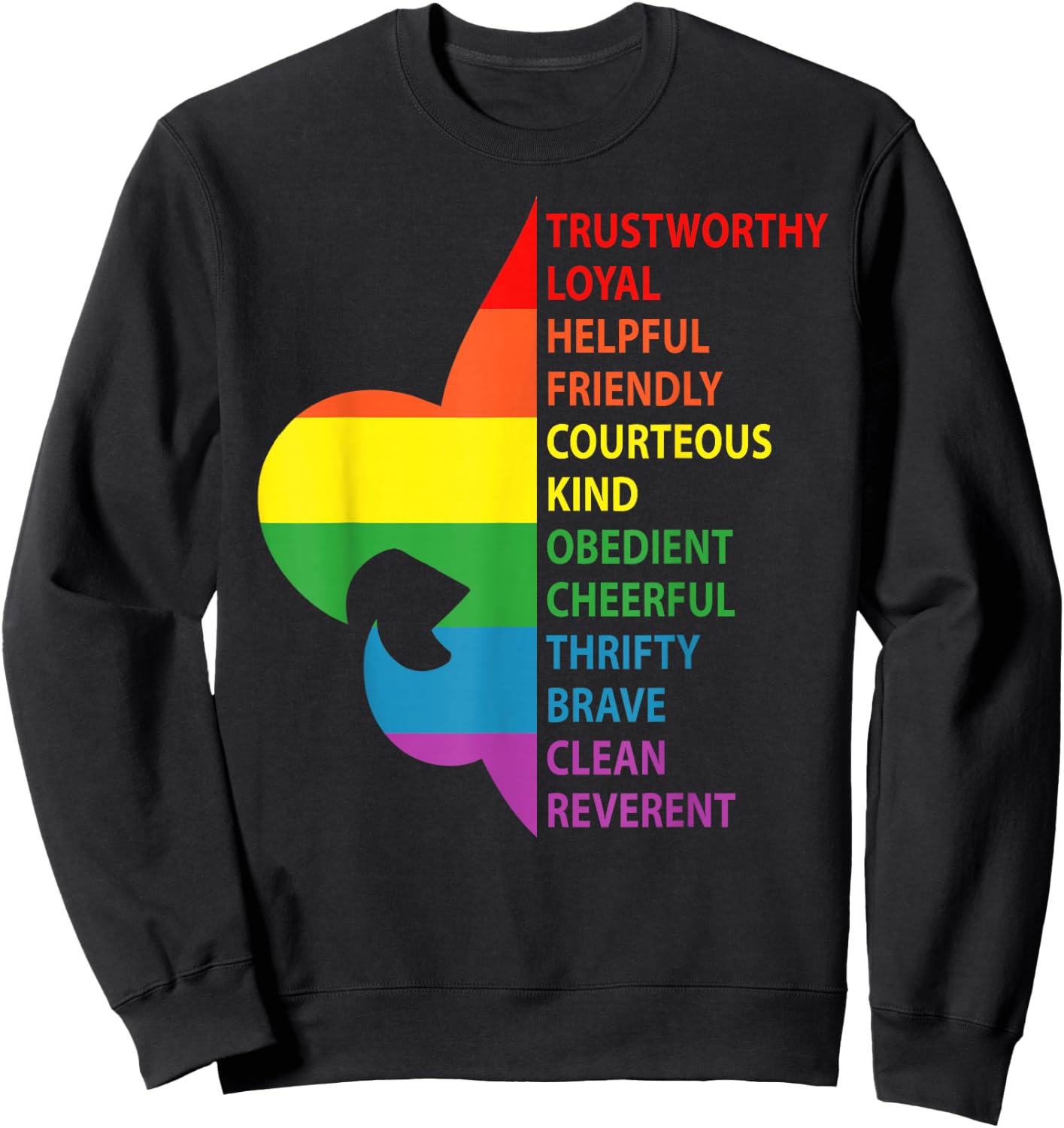 Cute Rainbow Style Scouting Law Sweatshirt - Sweatshirt | Black