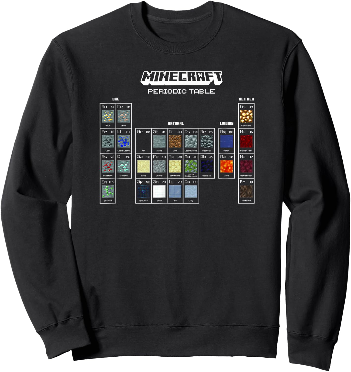 Minecraft Periodic Table Of Blocks Sweatshirt - Sweatshirt | Black