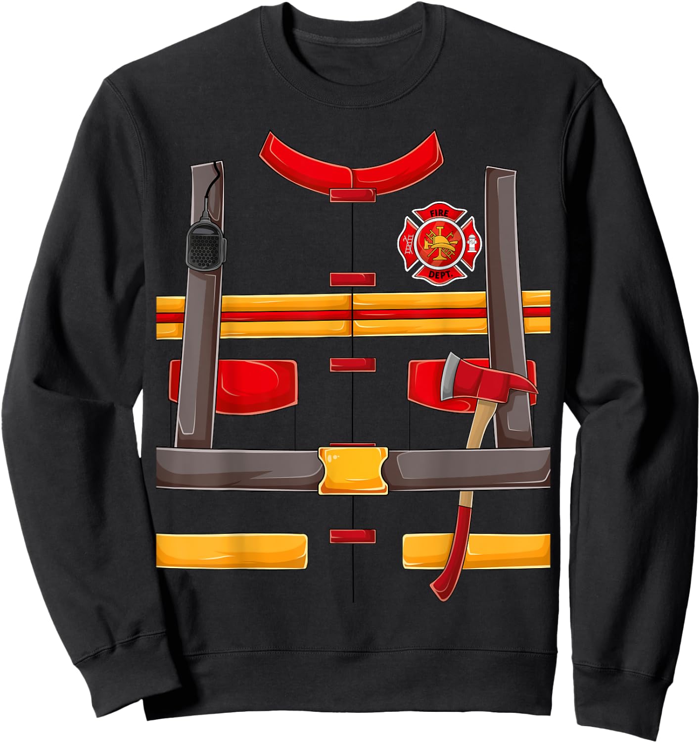 Firefighter Fireman Halloween Costume for Boys kids men DIY Sweatshirt - Sweatshirt | Black