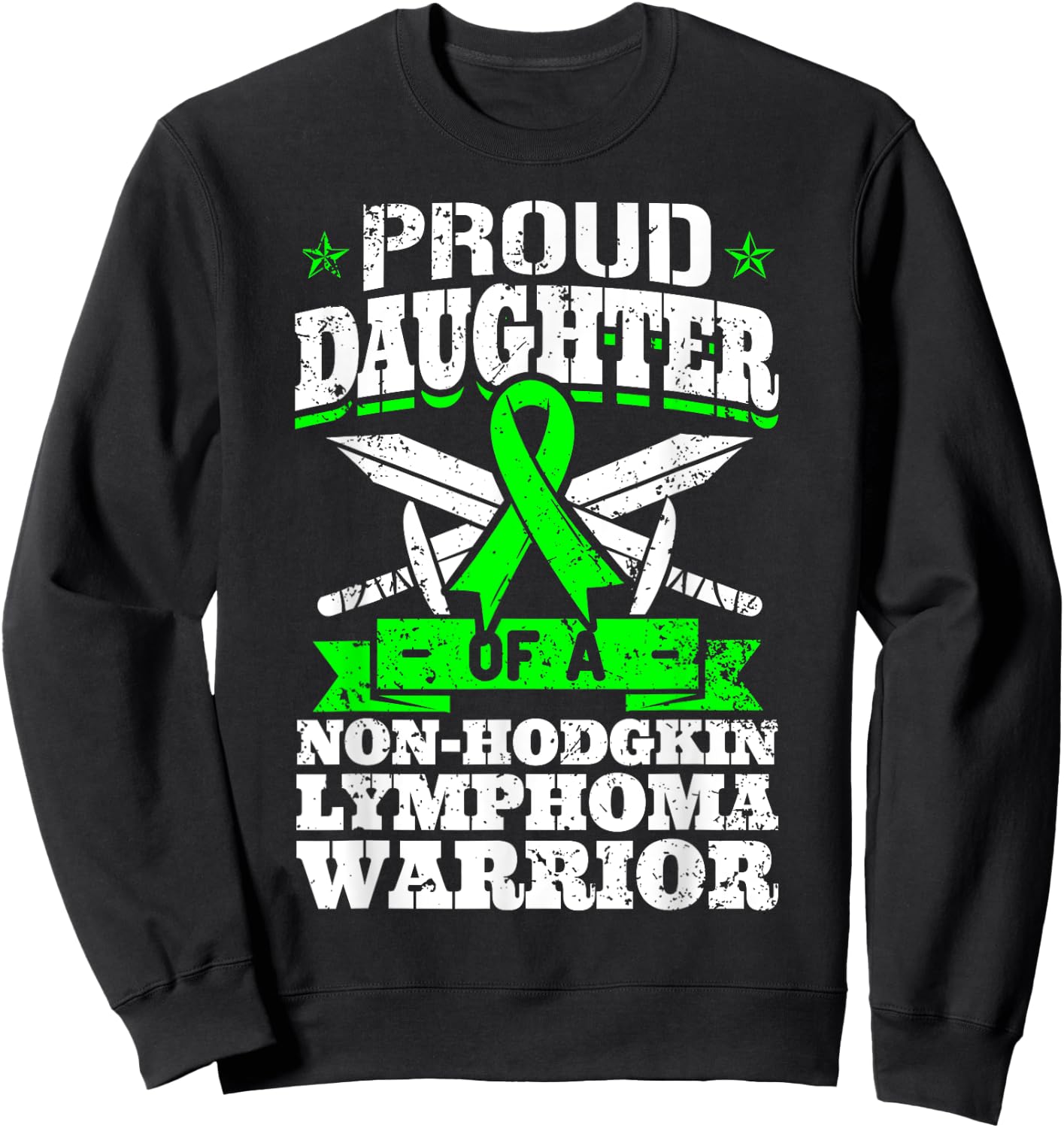 Non-Hodgkin Lymphoma Daughter Proud Daughter - Black, Women's, Small, Short Sleeve, Classic Fit, , Modern, Graphic Design (Awareness Ribbon), Non-Hodgkin Lymphoma Awareness Sweatshirt - Sweatshirt | Black
