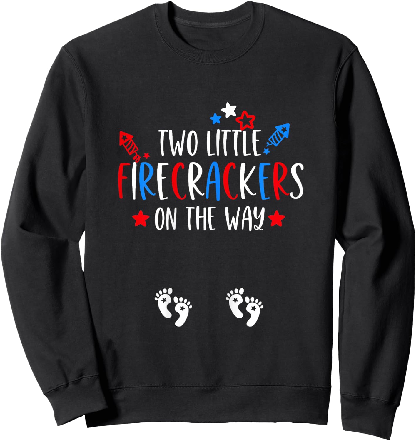 Twins Pregnancy 4th of July Baby Announcement Pregnant Mom Sweatshirt - Sweatshirt | Black