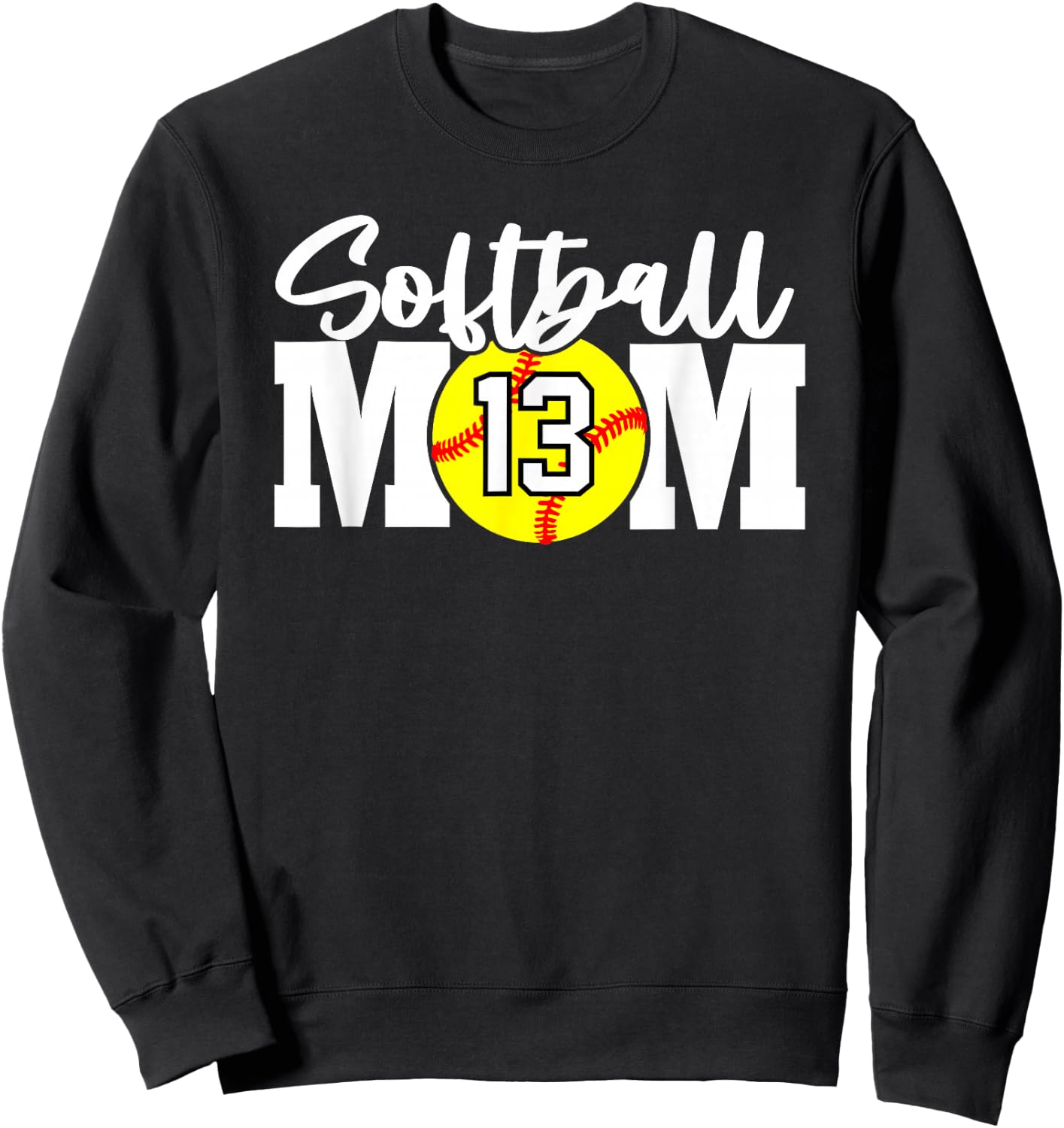 Softball Mom Number #13 Sweatshirt - Sweatshirt | Black
