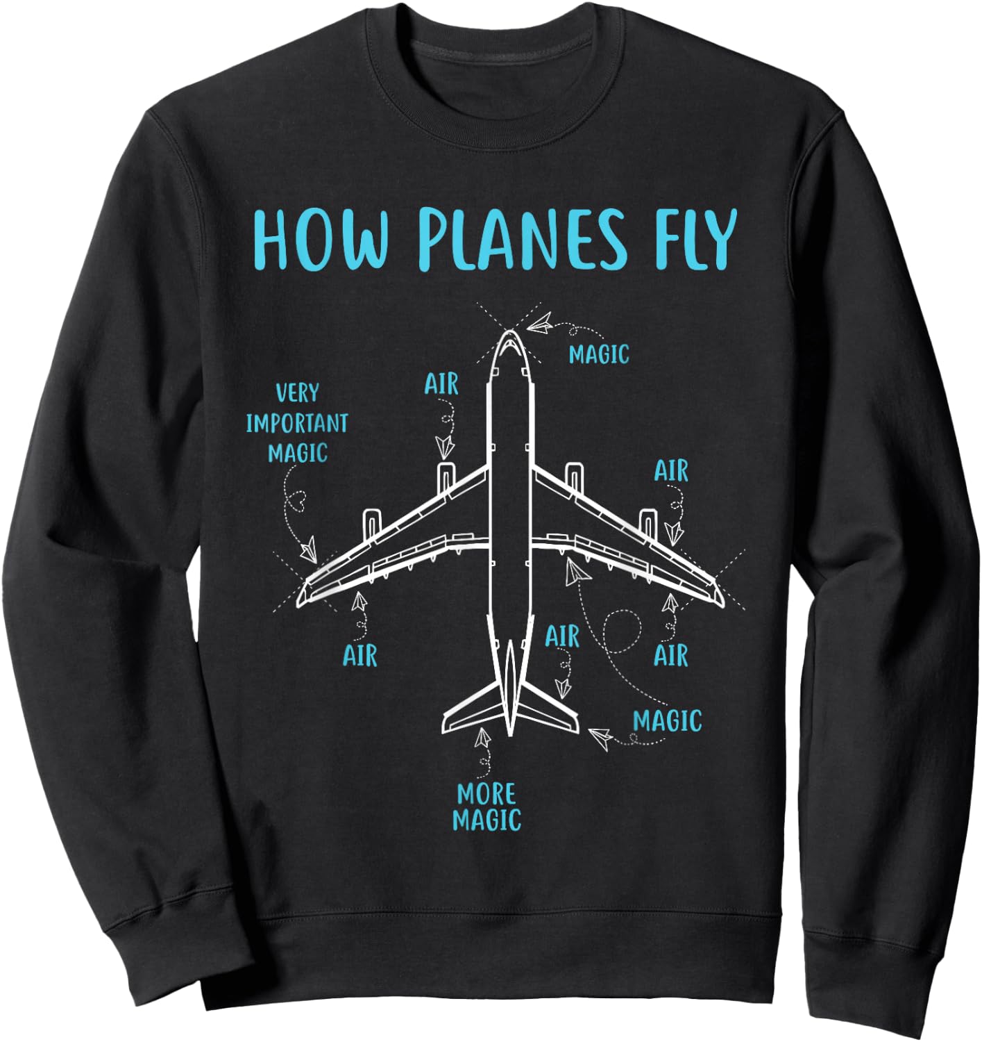How Planes Fly Funny Aviation Engineer Pilot Airplane Sweatshirt - Sweatshirt | Black