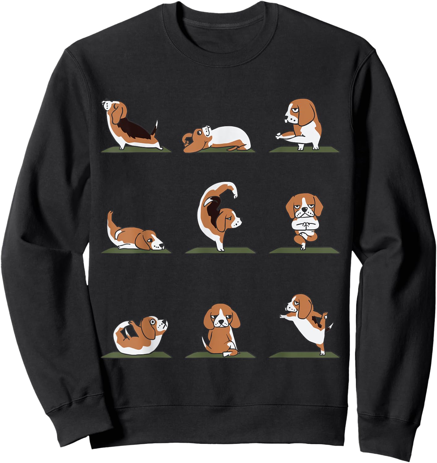 Beagle Yoga Asana Pose and Meditation by Huebucket Sweatshirt - Sweatshirt | Black