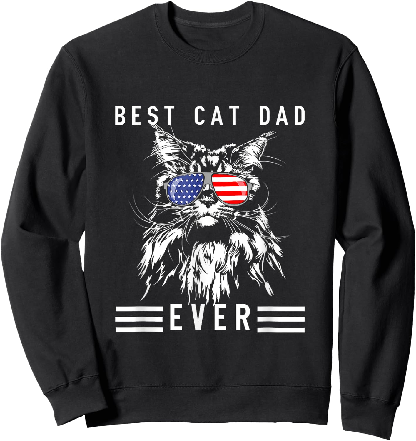 Funny Maine Coon Cat Best Cat Dad Ever Funny Cat Maine Coon Sweatshirt - Sweatshirt | Black