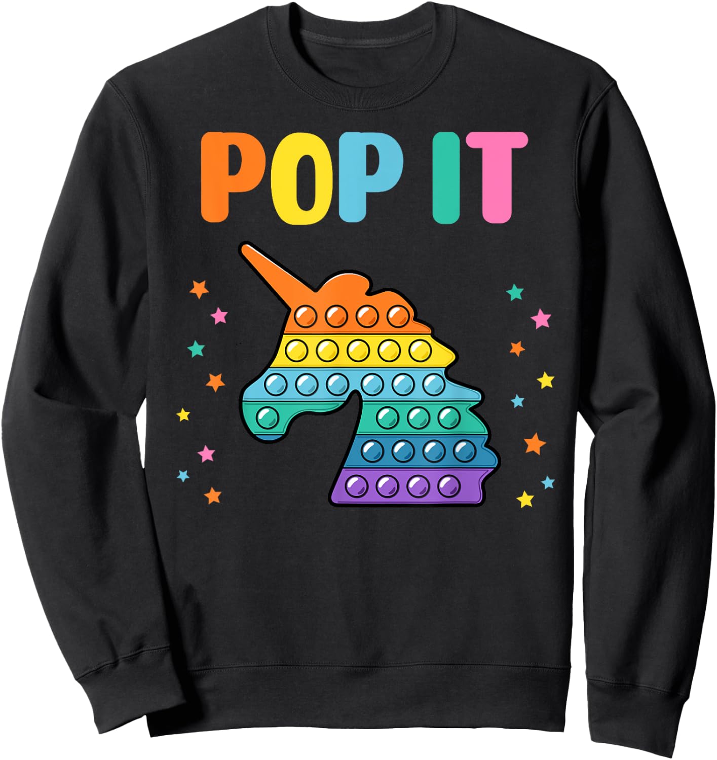 Pop It for toddler kids child - Pop It Unicorn Rainbow Sweatshirt - Sweatshirt | Black
