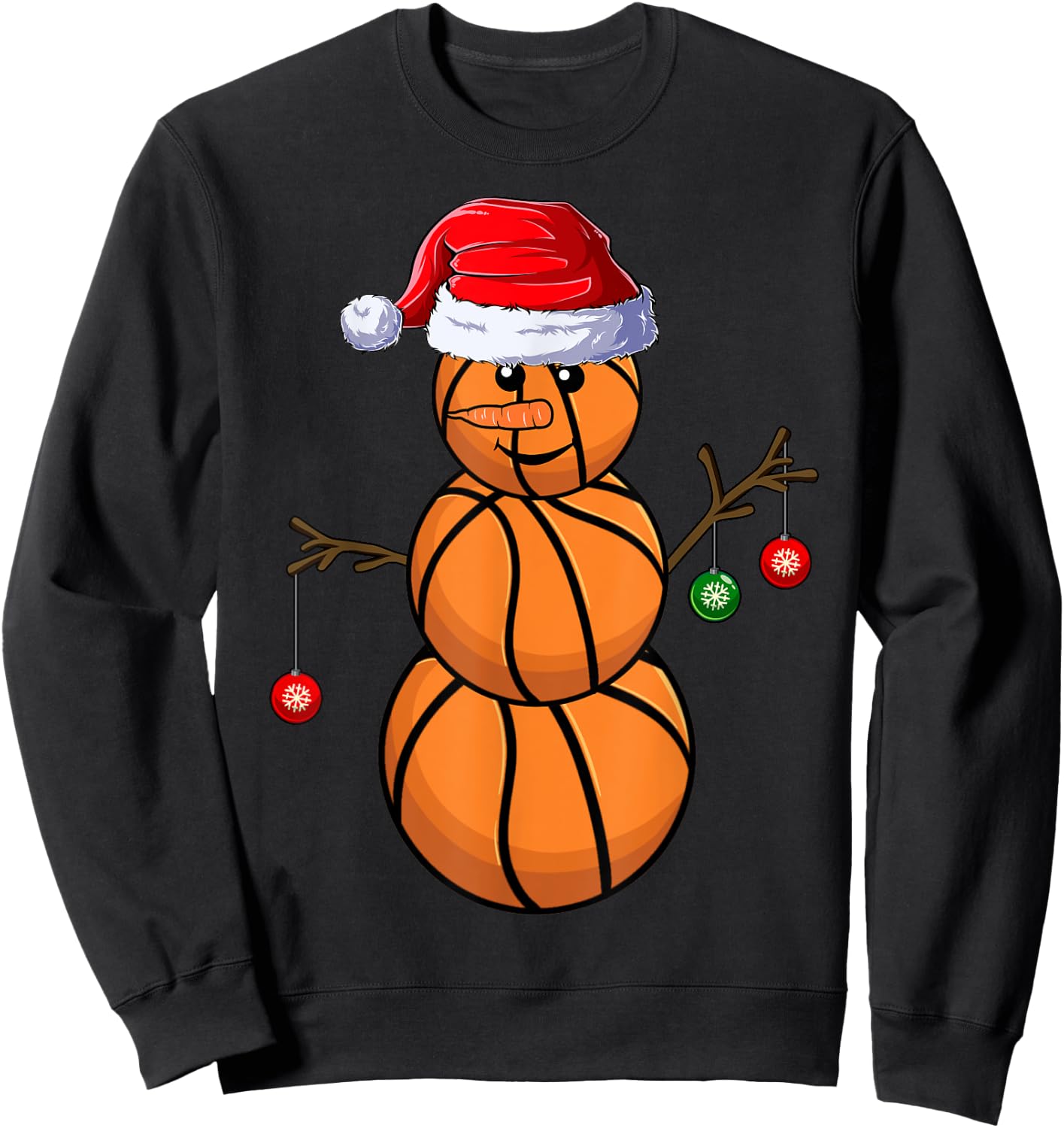Basketball Snowman Balls Christmas Pajama Boys Kid Sweatshirt - Sweatshirt | Black