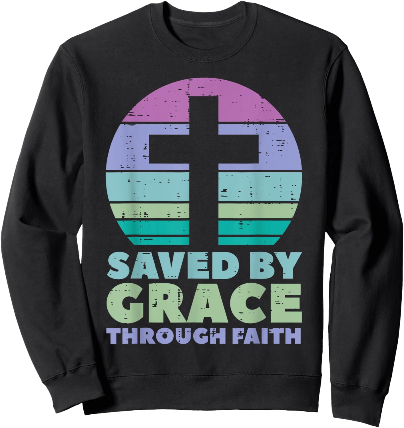 Cross Saved By Grace God Jesus Christian Men Women Kids Sweatshirt - Sweatshirt | Black