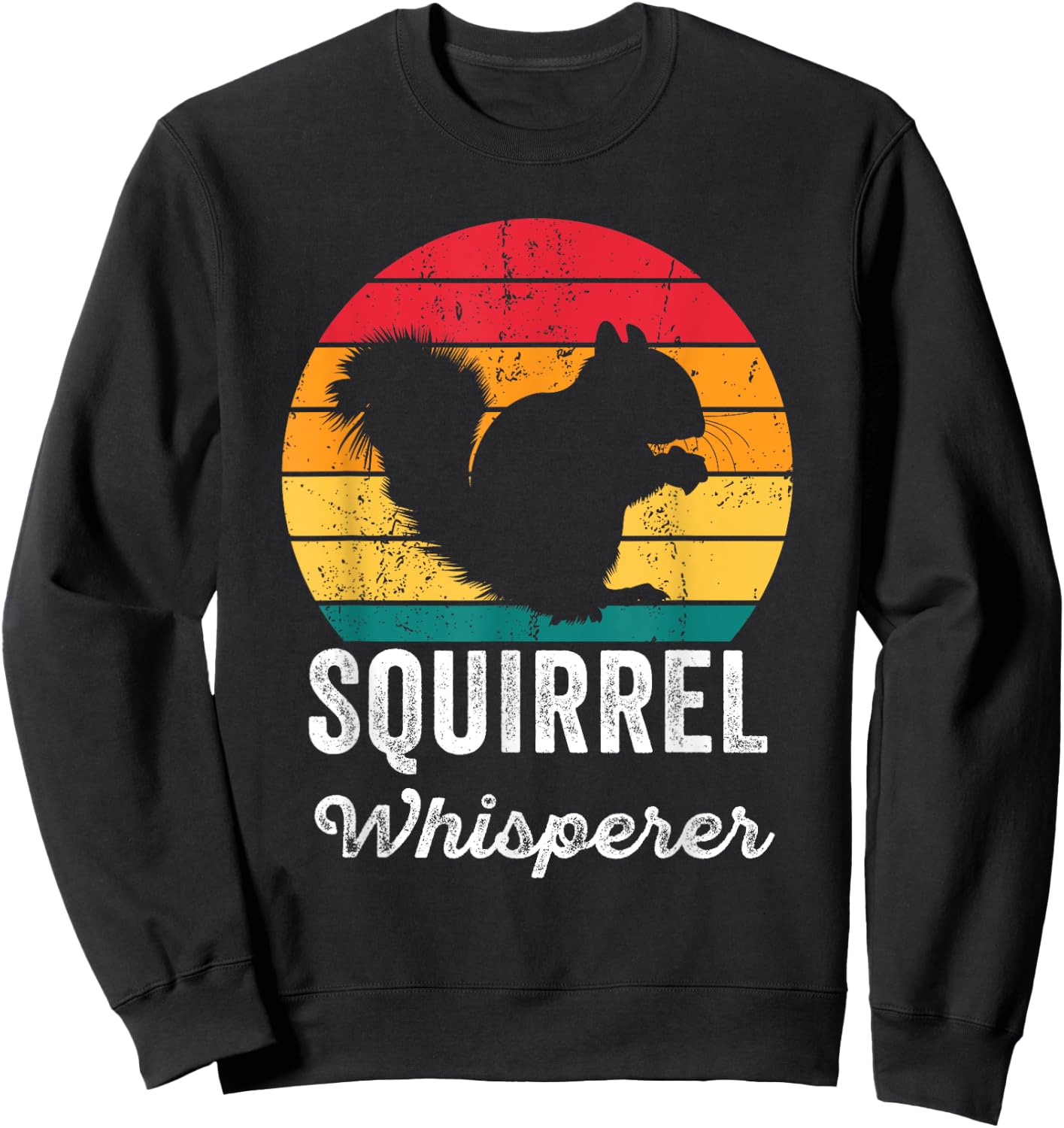 Squirrel Whisperer Vintage Squirrel Lover Men Women Kids Fun Sweatshirt - Sweatshirt | Black