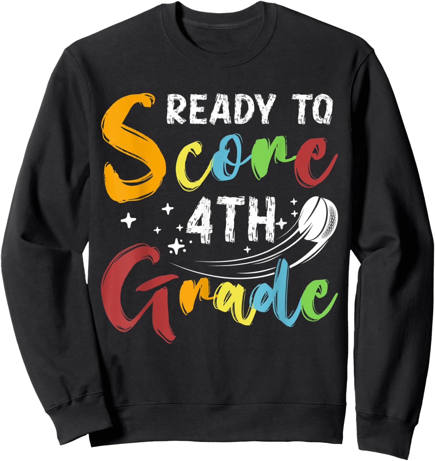 Funny 4th Grade Ready To Score Hockey Puck Back To School Sweatshirt - Sweatshirt | Black
