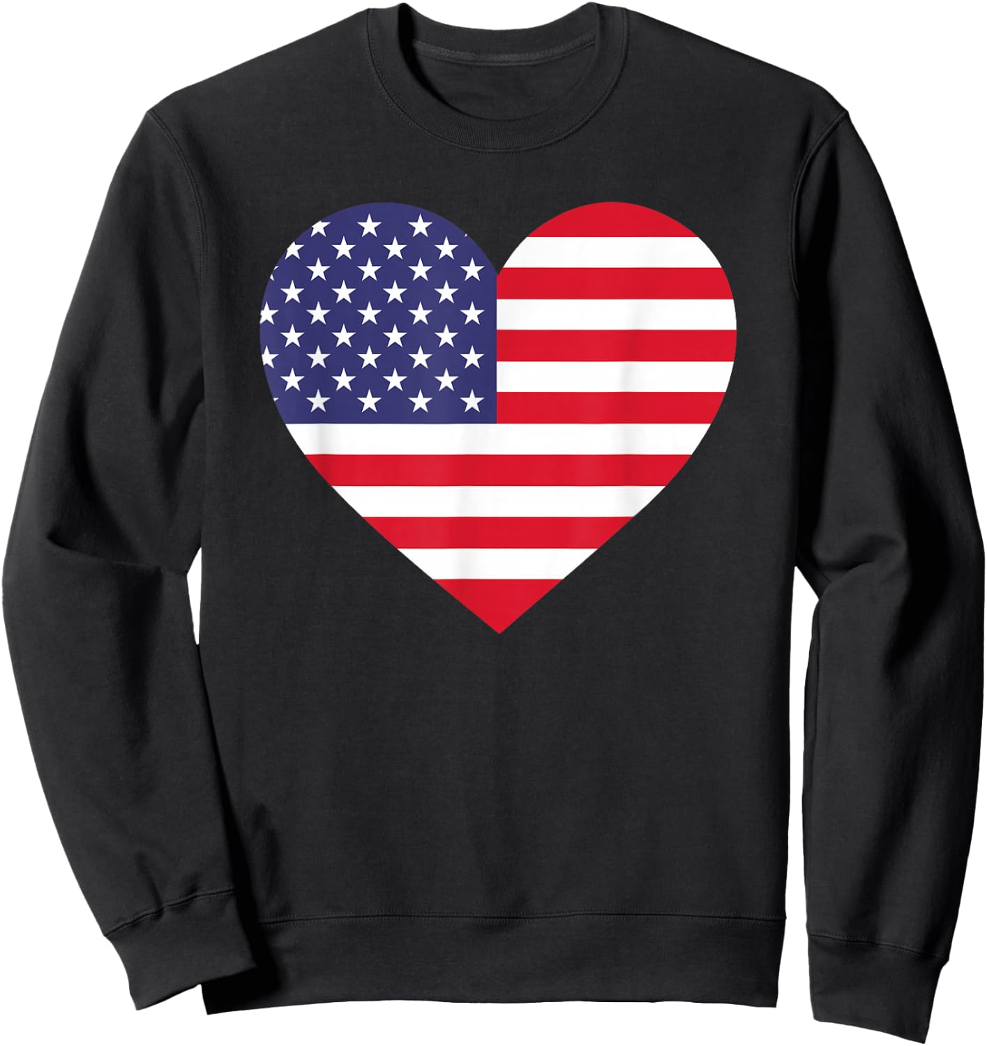 American Flag Heart 4th of July USA Love Patriotic Pride Sweatshirt - Sweatshirt | Black