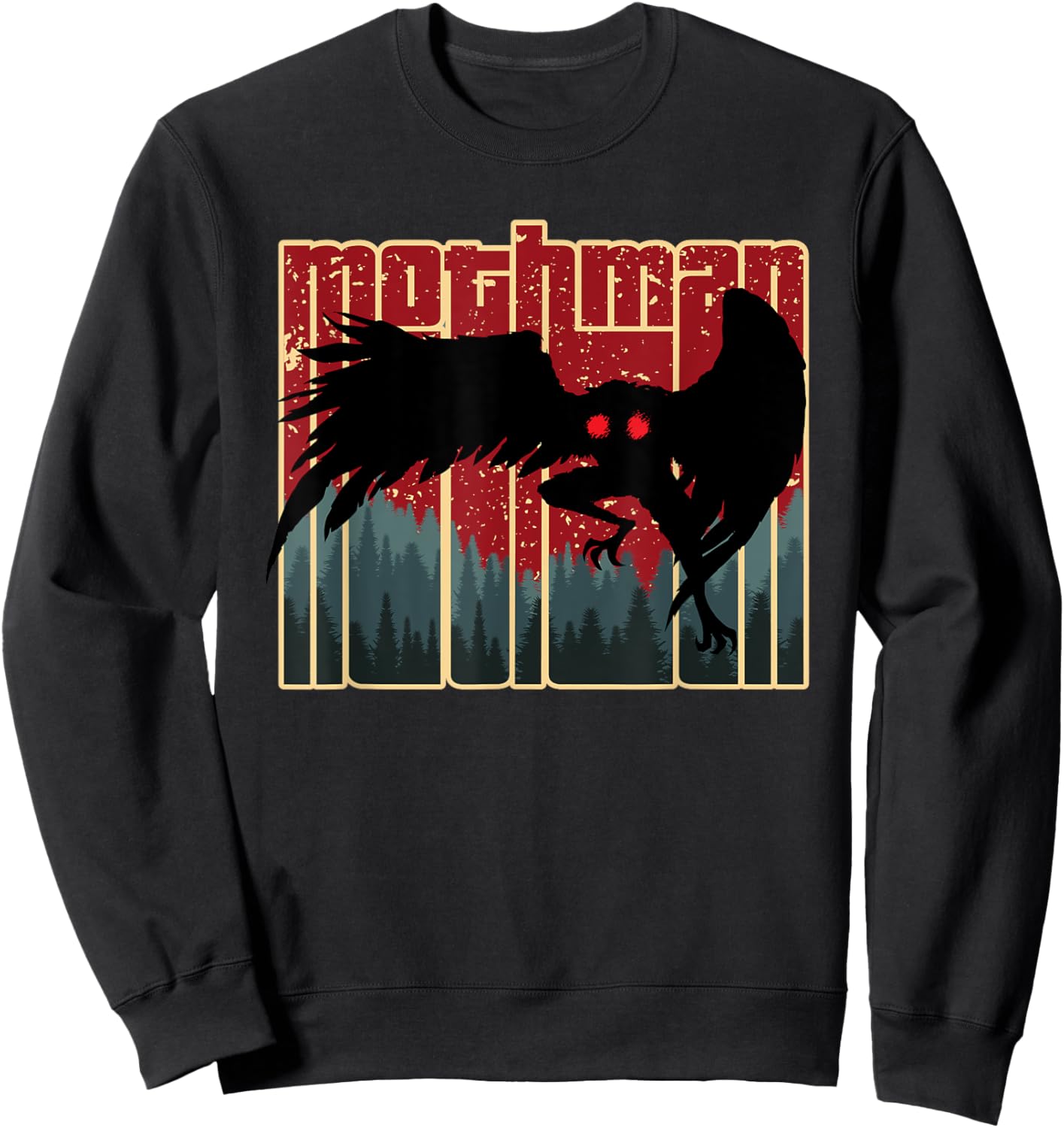 Retro Mothman - Original West Virginia Cryptid Artwork Sweatshirt - Sweatshirt | Black