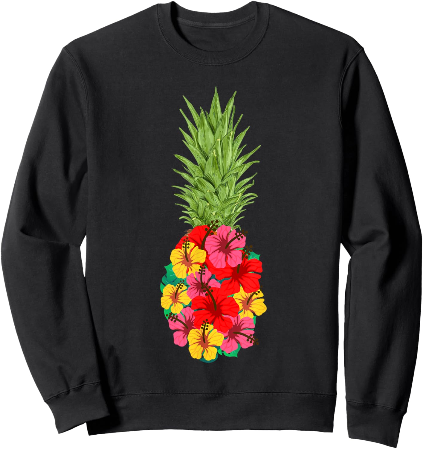 Pineapple Flower Aloha Hawaii Trendy Vintage Women Gift Sweatshirt - Sweatshirt | Black