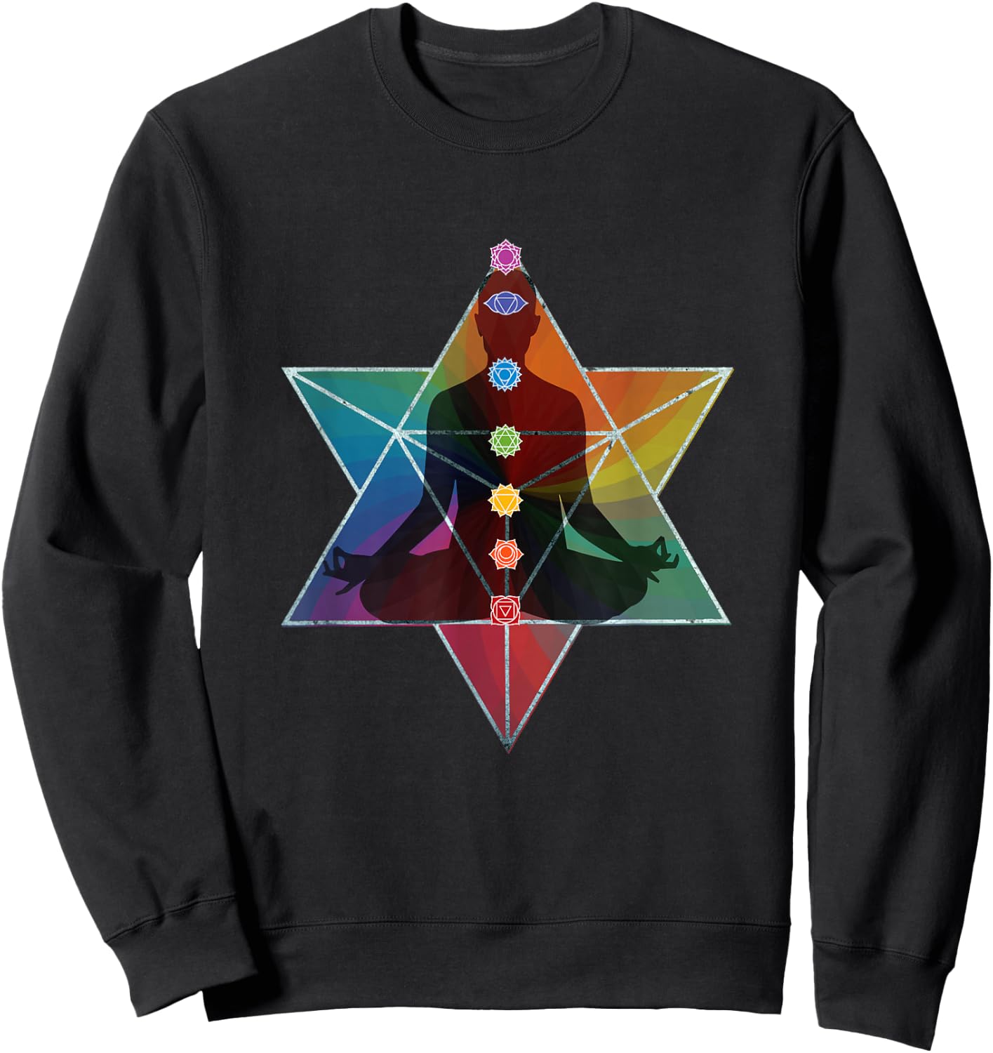 Sacred Geometry Merkaba Activation Chakra Meditation Sweatshirt - Sweatshirt | Black
