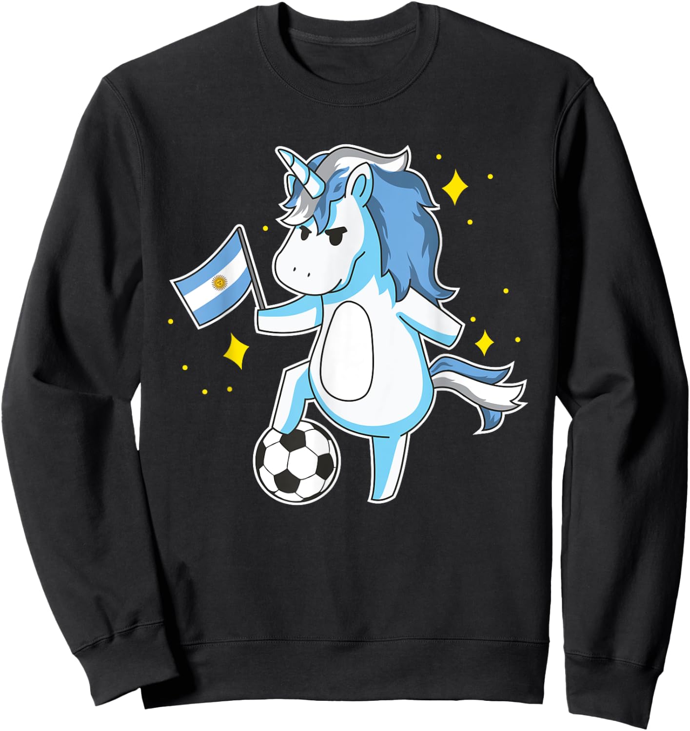 Soccer Unicorn Argentina Jersey Design Argentinian Football Sweatshirt - Sweatshirt | Black