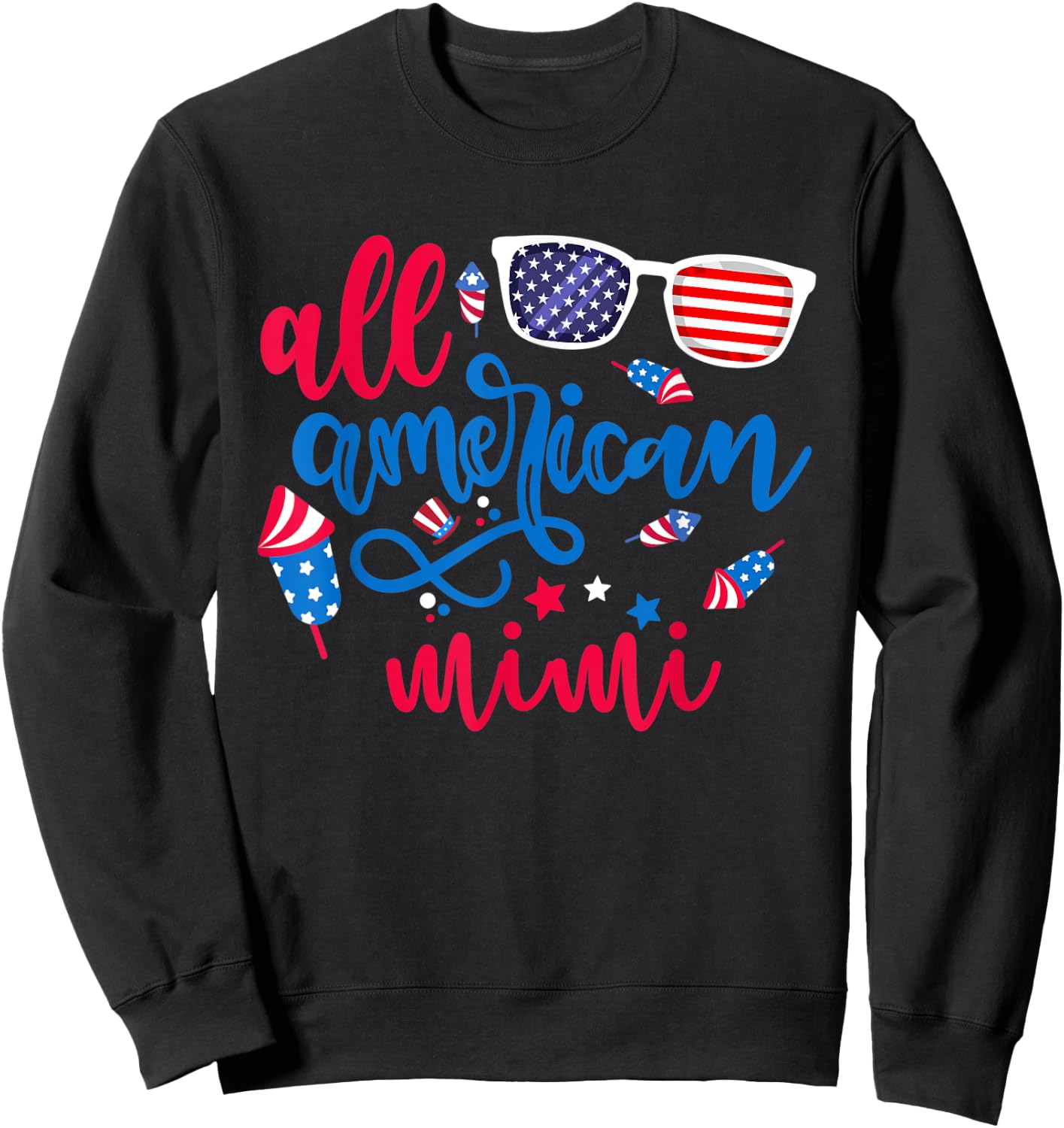All American Mimi 4th of July Grandma Mama Patriotic Women Sweatshirt - Sweatshirt | Black