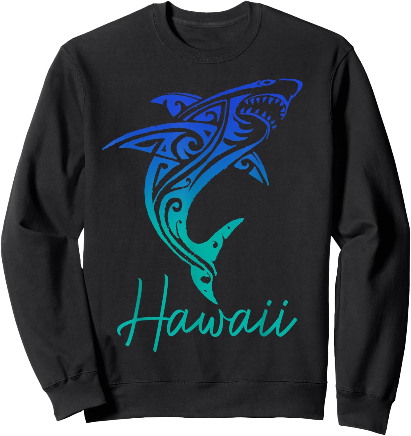 Hawaii Shark Tribal Diving Fishing Surfer Hawaii Sweatshirt - Sweatshirt | Black