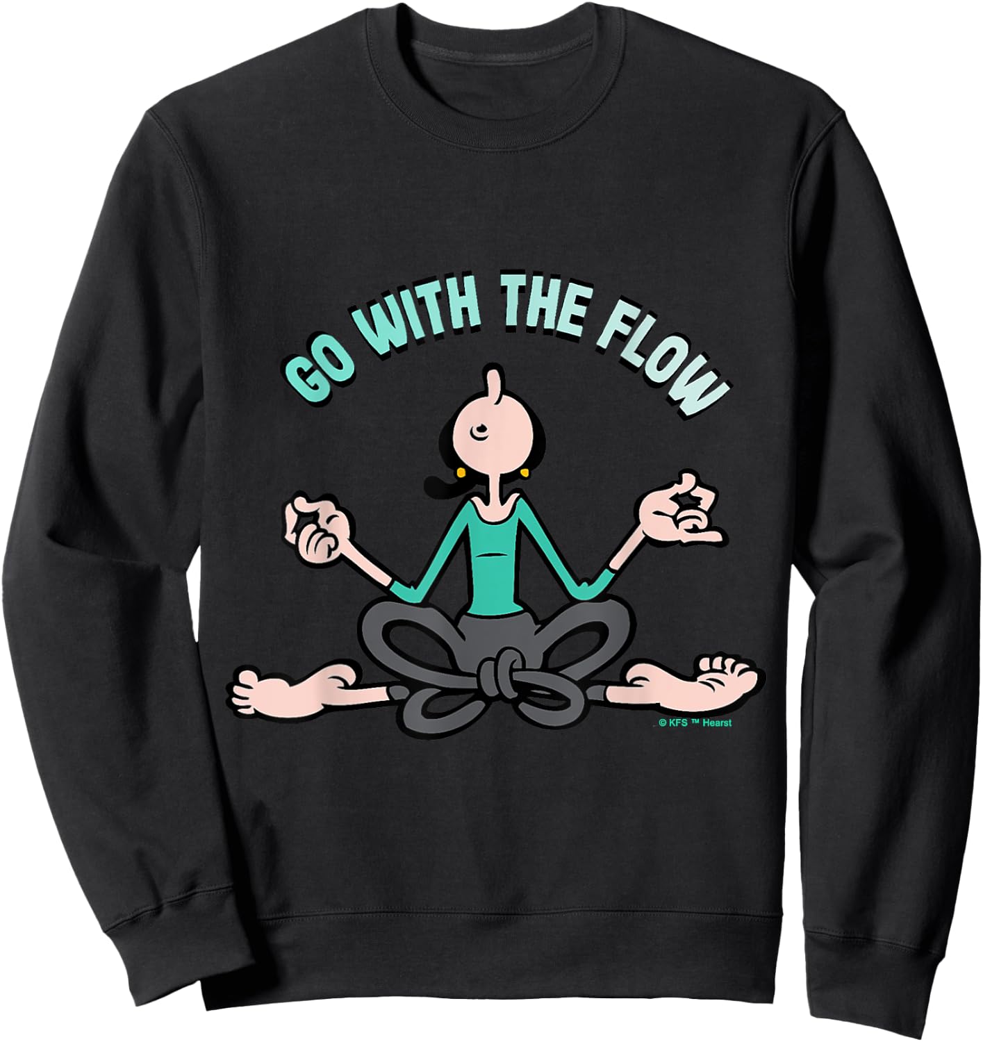 Olive Oyl "Go with the Flow" Yoga for Humanity Day Sweatshirt - Sweatshirt | Black