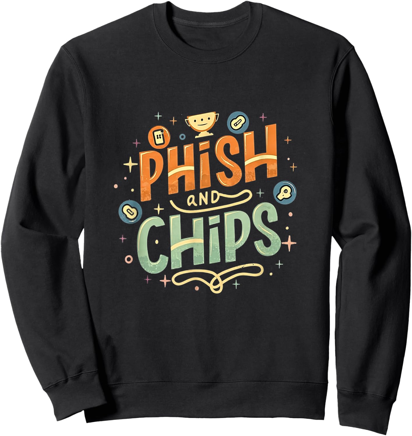 Funny Hackers Phish and Chips Sweatshirt - Sweatshirt | Black