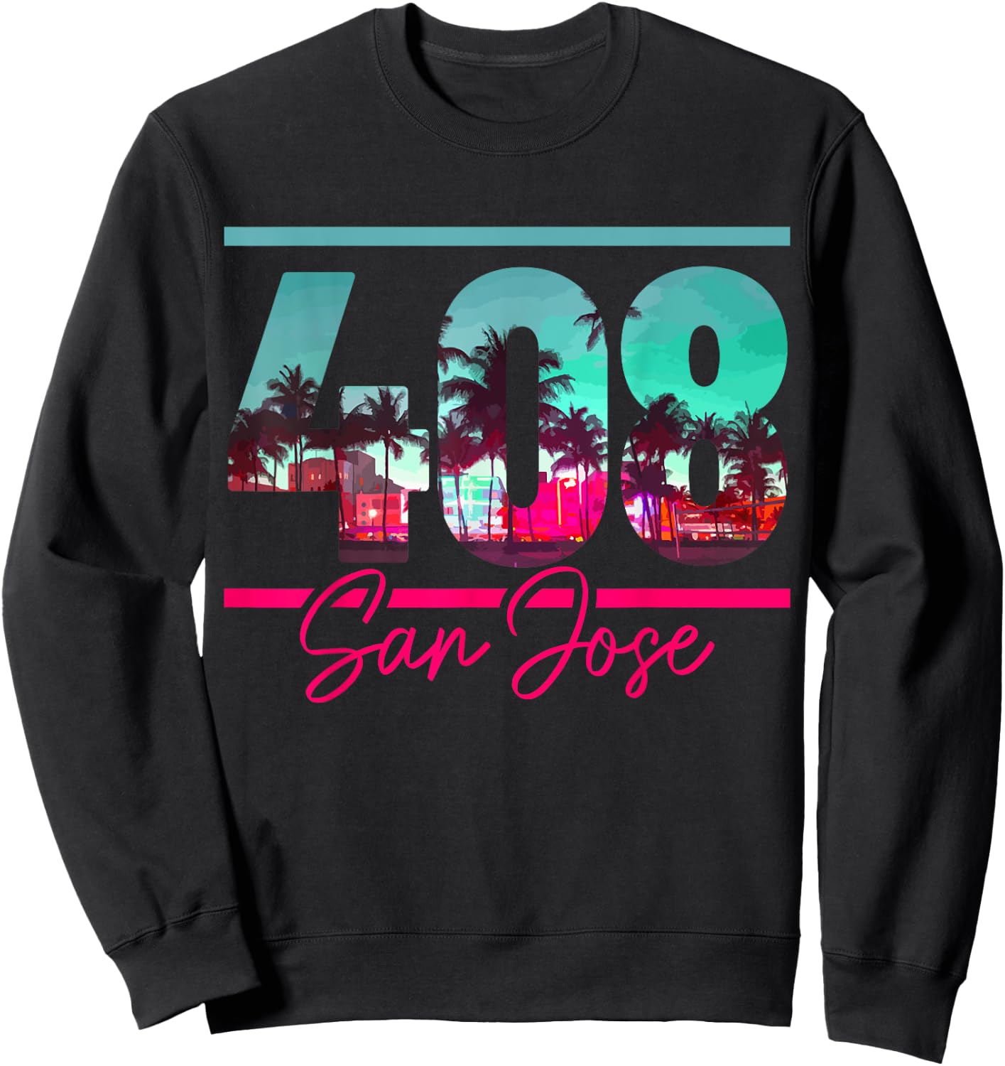 San Jose California Area Code 408 Vintage Retro Sweatshirt - Sweatshirt | Black