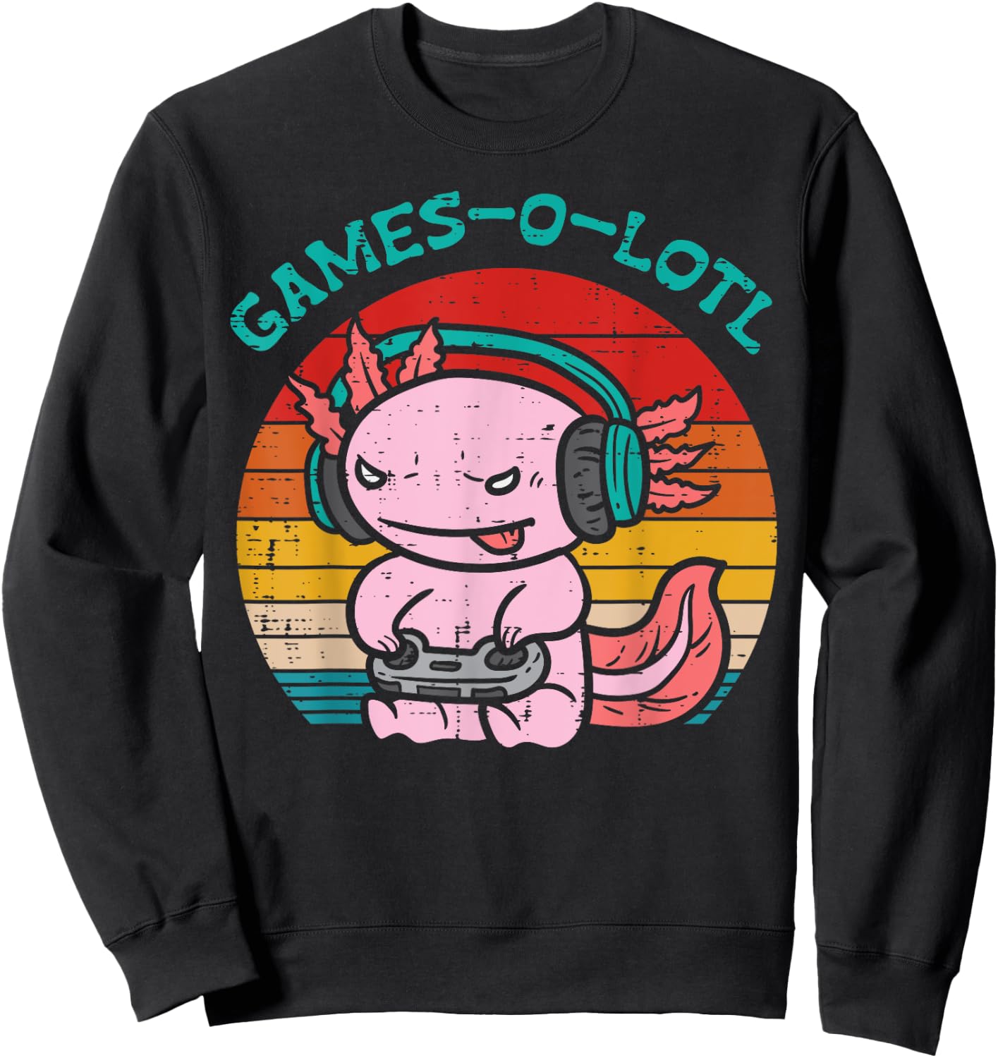 Games-O-Lotl Axalotl Gaming Funny Video Game Gamer Boys Kids Sweatshirt - Sweatshirt | Black