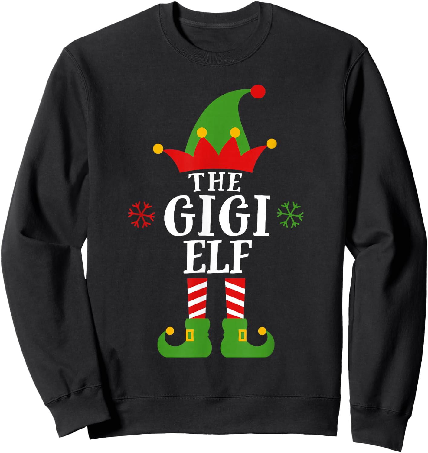 Gigi Elf Funny Matching Family Group Christmas Pajama Sweatshirt - Sweatshirt | Black